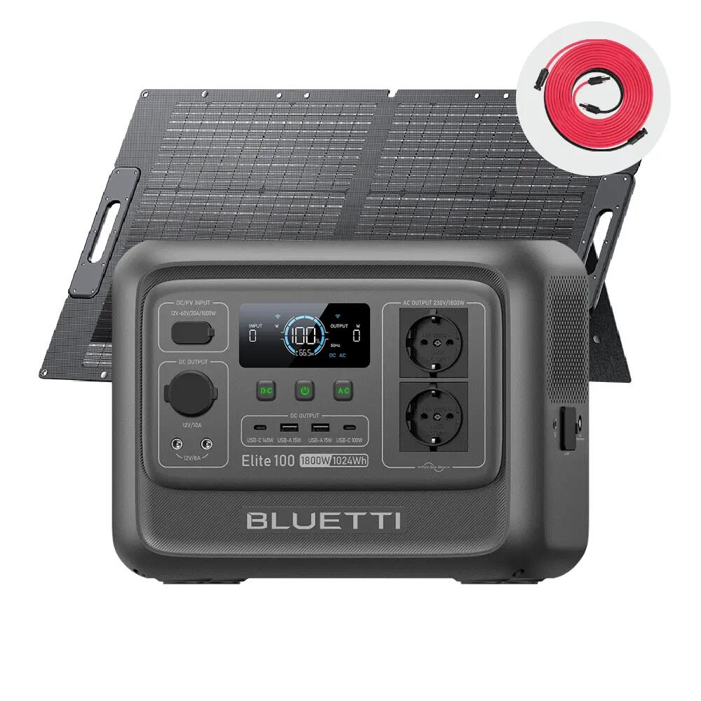 BLUETTI ELITE 100 V2 + PV100W Преносима Енергийна Станция за Къмпинг и Дома