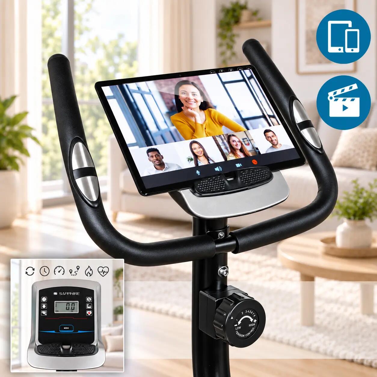 Rower stacjonarny magnetyczny Sapphire SG-450B Quadro koło 7kg trening cardio 5/14