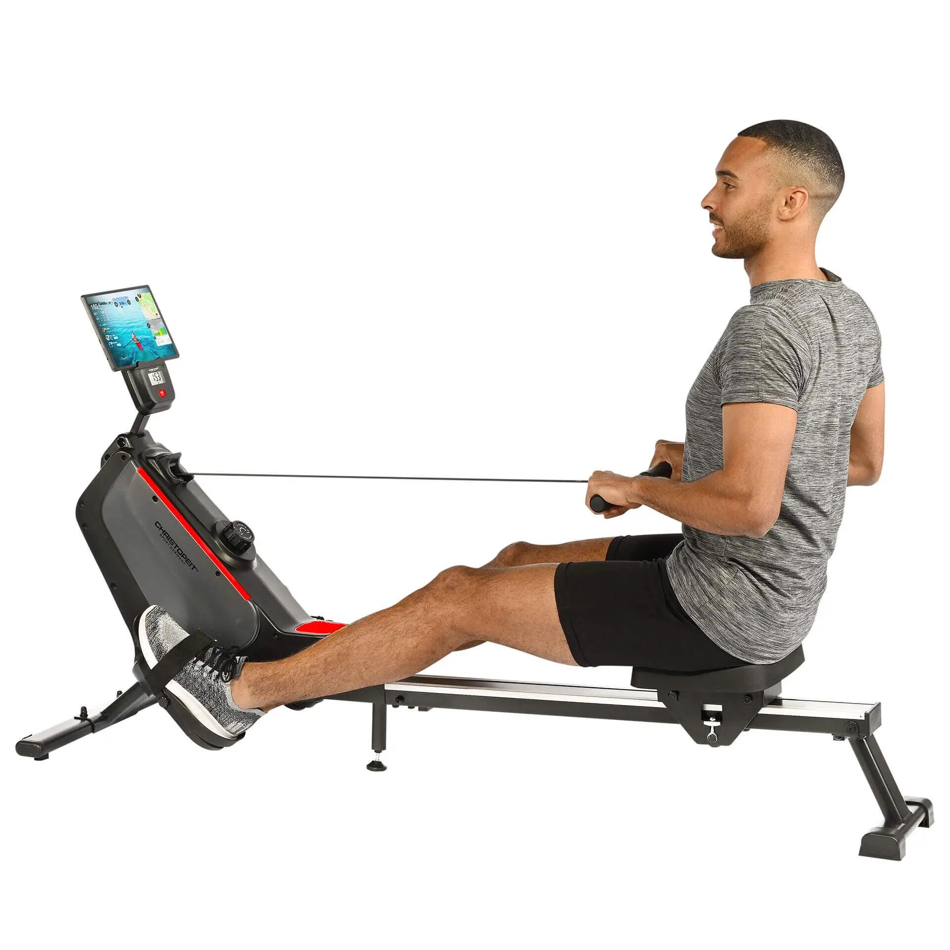 Rudergerät platzsparend - Bluetooth - leise - Alu Laufschiene - RW 1000 schwarz 1/7
