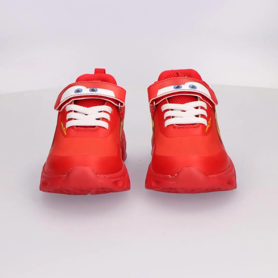 Baskets Lumineuses Enfant Cars à Velcro et Lacets Rouge 4/7