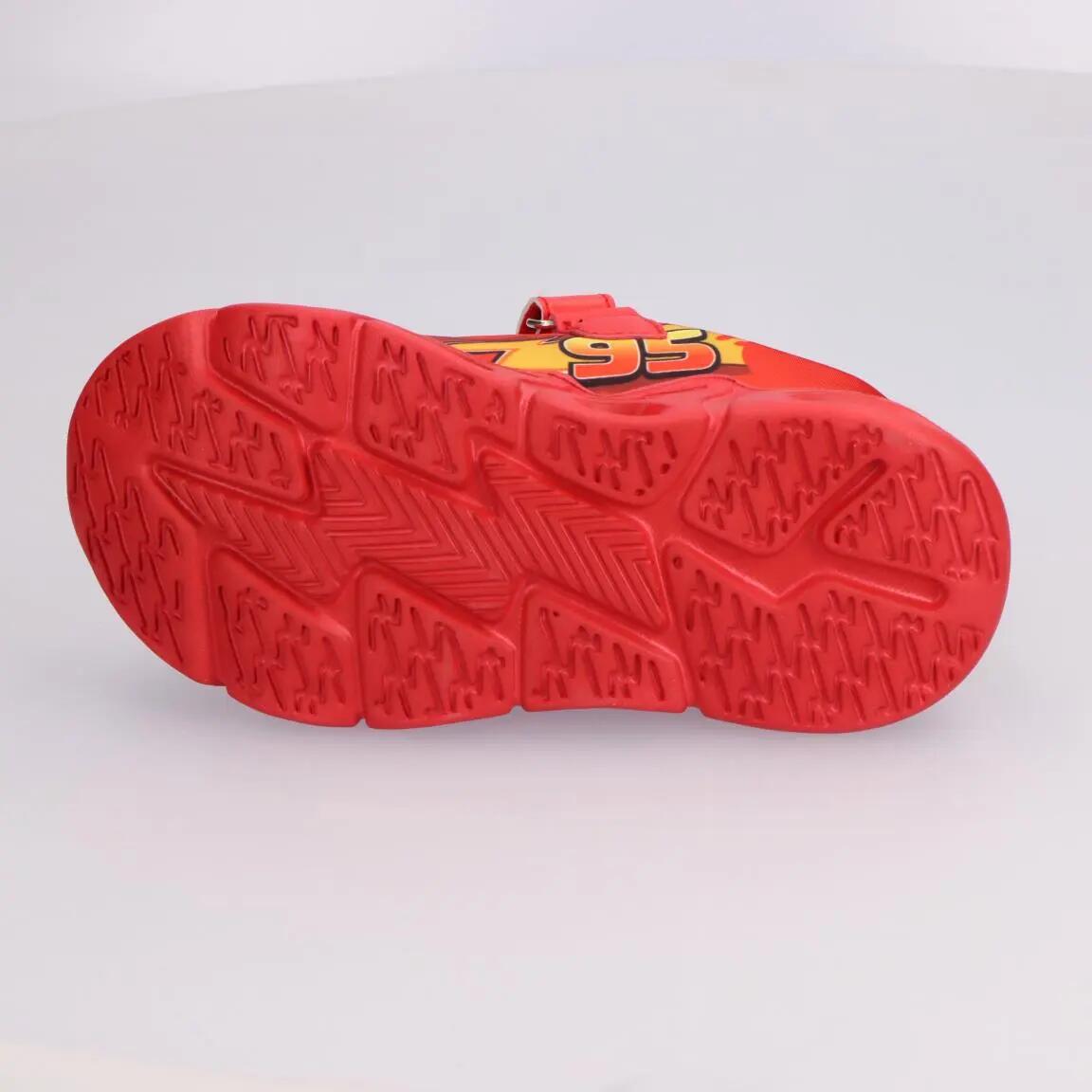 Baskets Lumineuses Enfant Cars à Velcro et Lacets Rouge 2/7