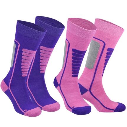 Chaussettes de ski en laine mérinos pour enfants avec amorti -2p-Courchevel Kids