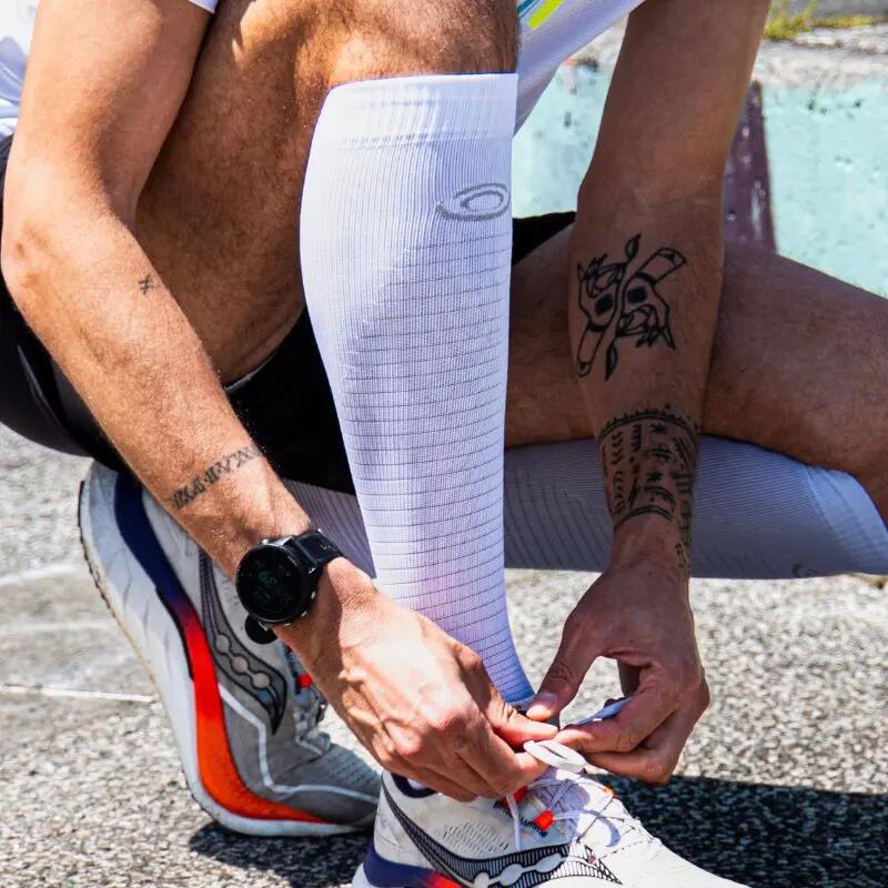 Chaussettes Run Marathon compression blanc/gris 2/4
