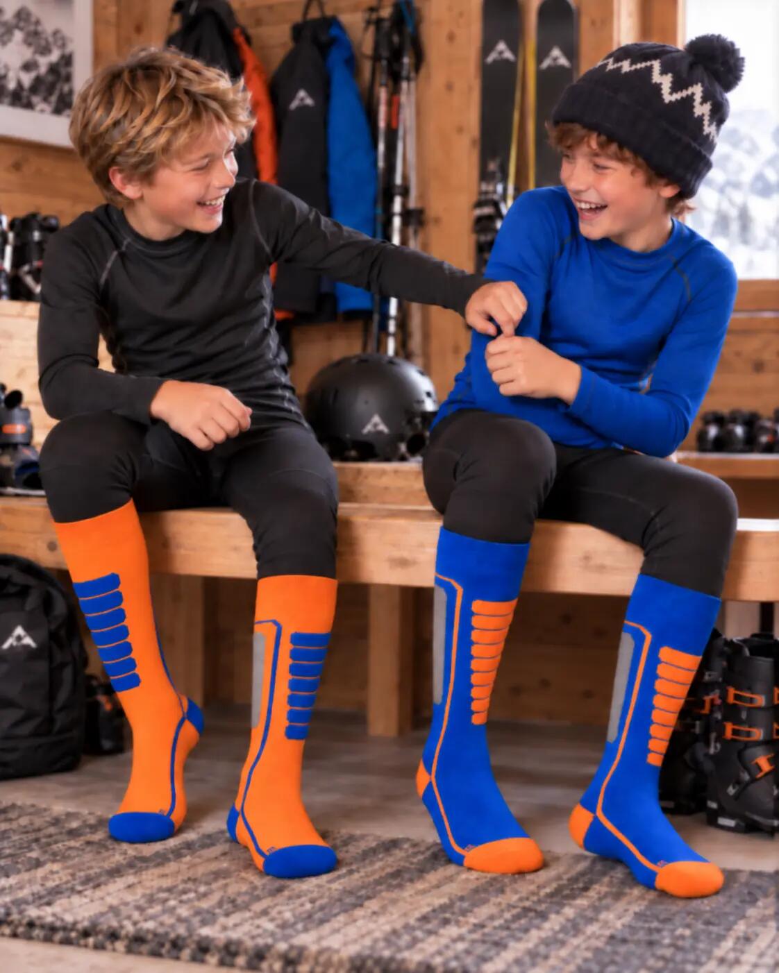 Meias de esqui para criança em lã merina com absorção de impacto-Courchevel Kids 2/9