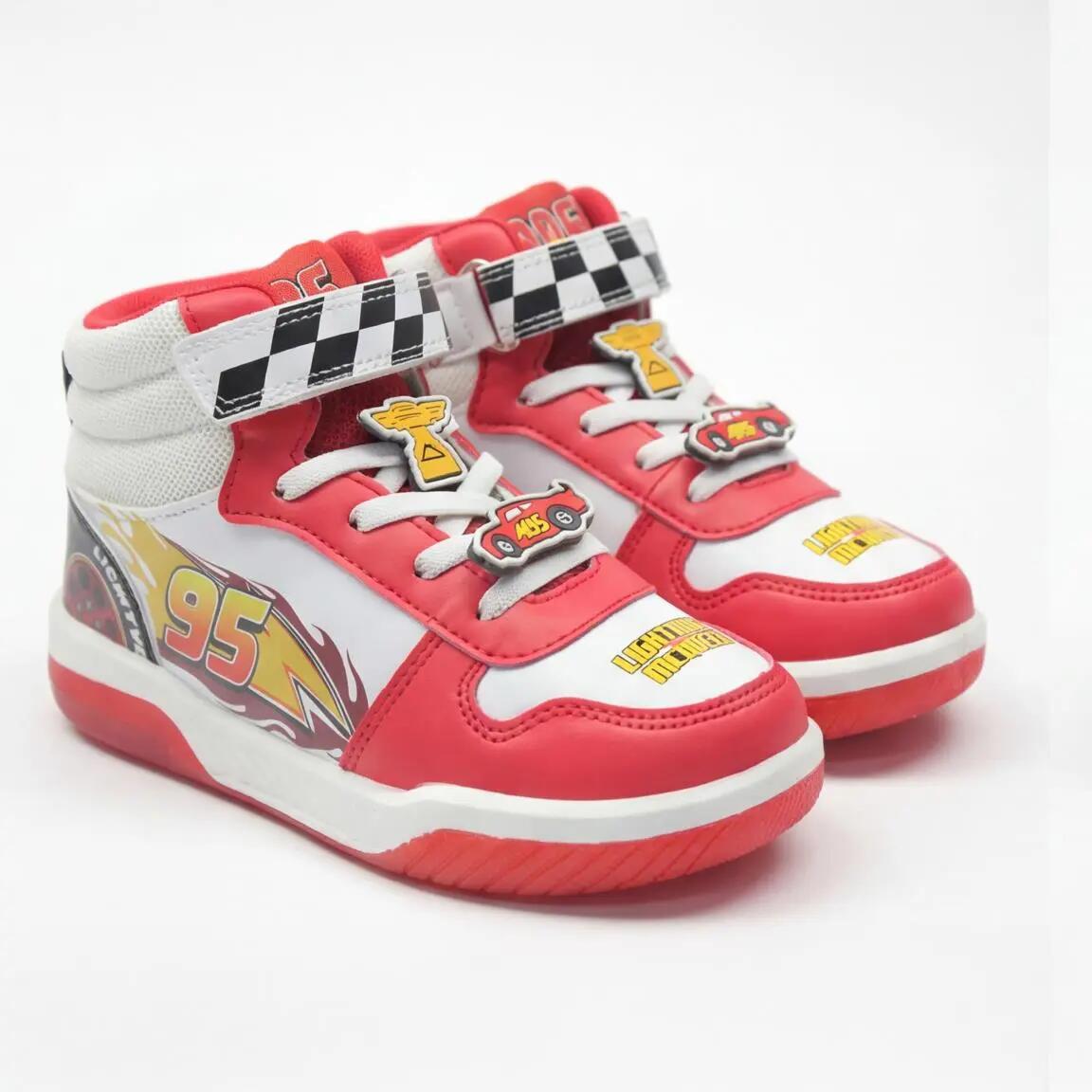 Sapatilhas com Luzes Infantil Cars com Atacadores e Sola de PVC Vermelho 4/5