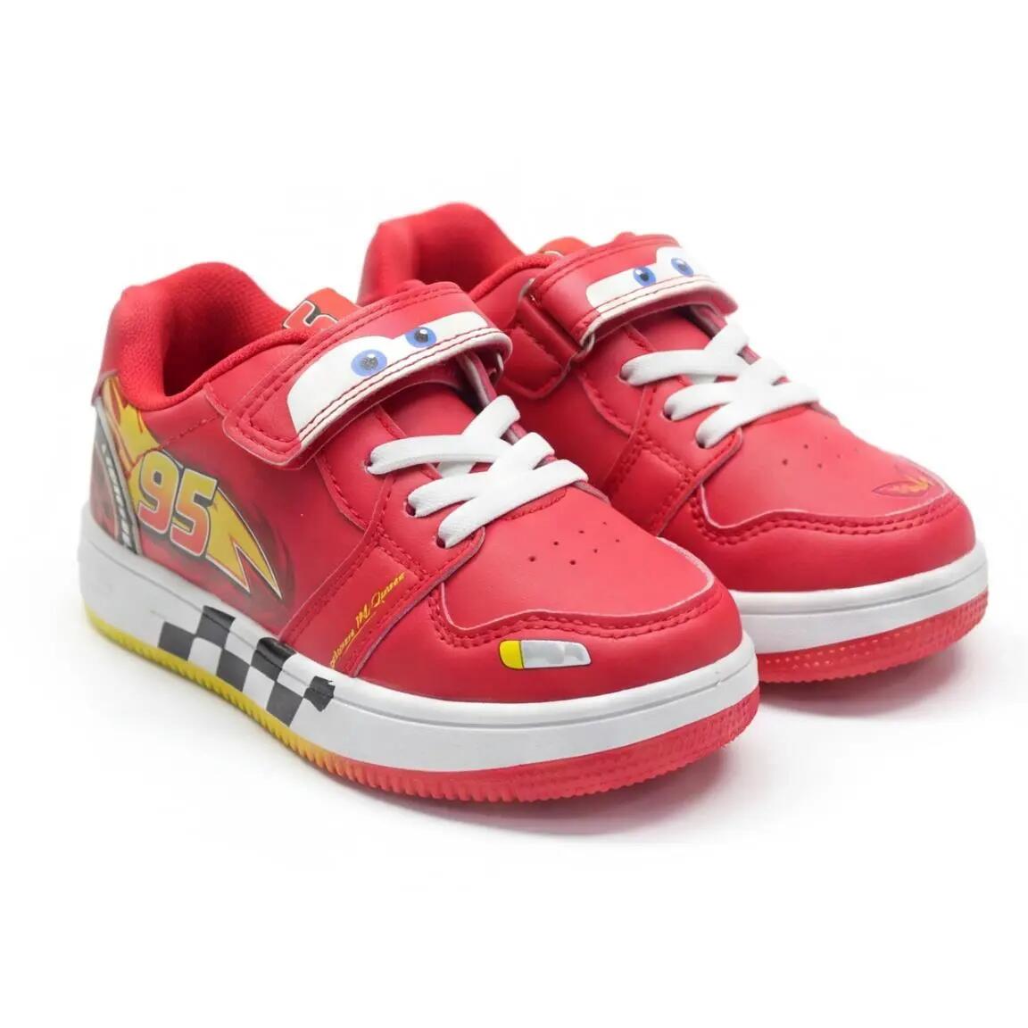 Sapatilhas Infantil Cars com Velcro e Atacadores Vermelho Antiderrapantes 4/7