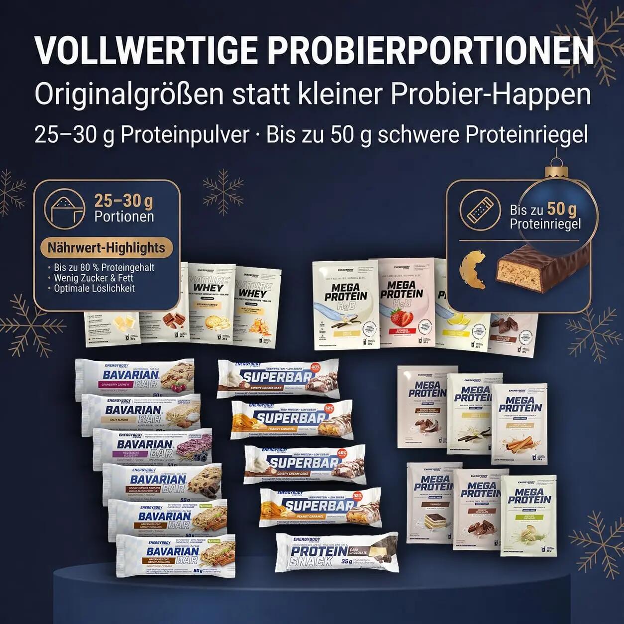 Fitness Protein Adventskalender 2026 – 26 x Riegel & Whey Pulver 3/7