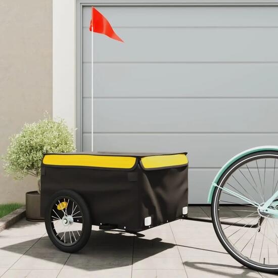 Remorque vélo porte-charge 45 kg avec attelage et drapeau sécurité vidaXL