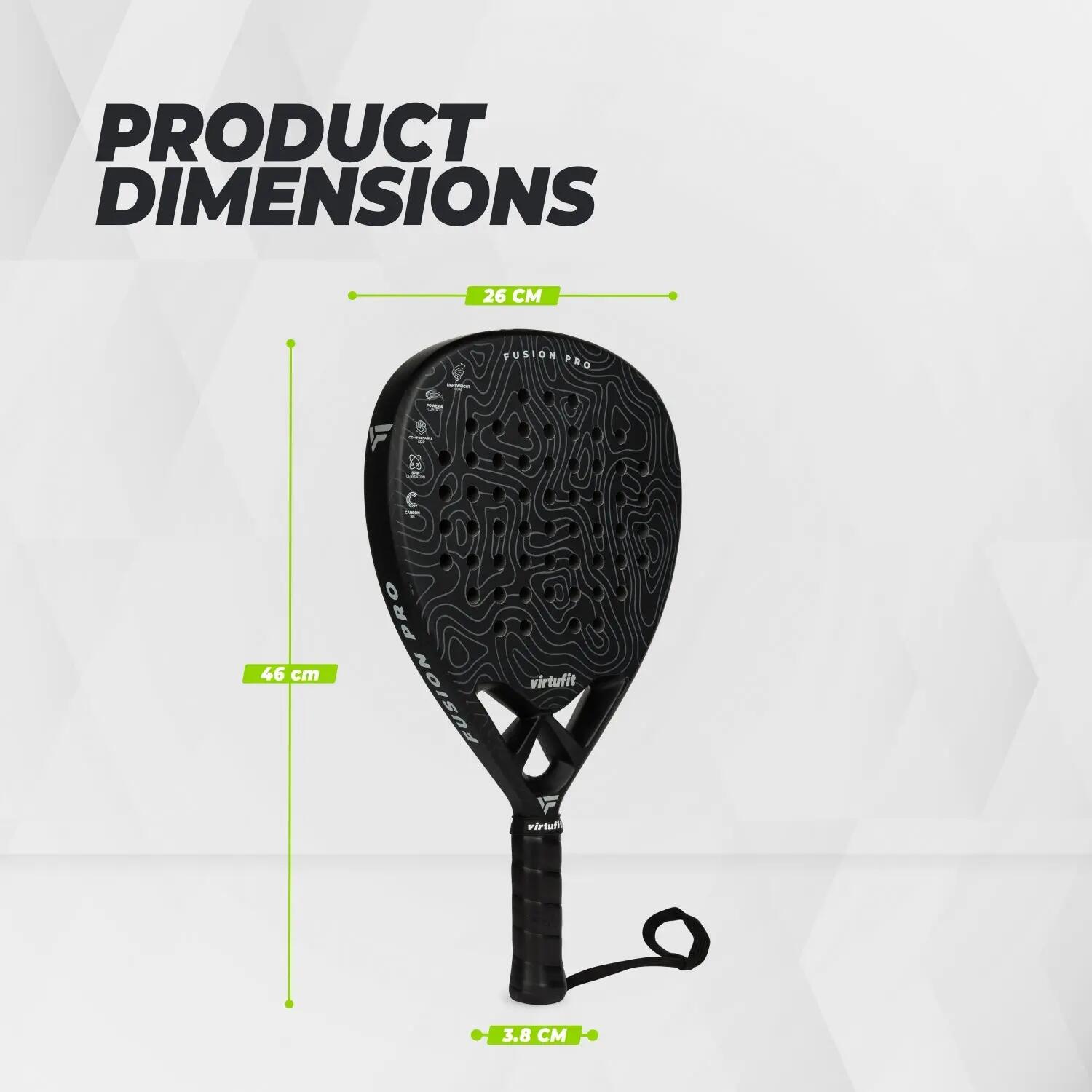 Raquete Padel Fusion Pro - Preto/Cinza 6/7