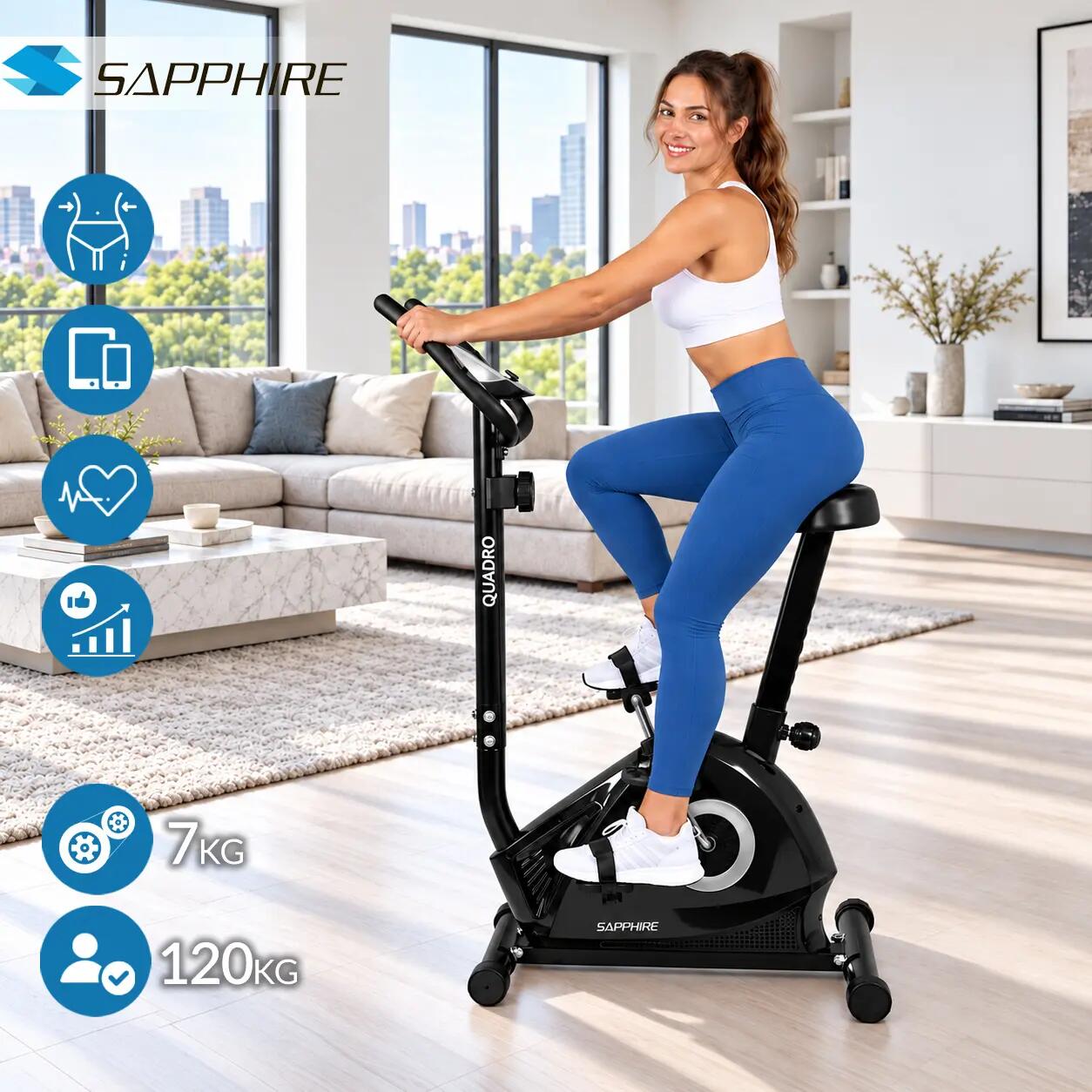 Rower stacjonarny magnetyczny Sapphire SG-450B Quadro koło 7kg trening cardio 3/11
