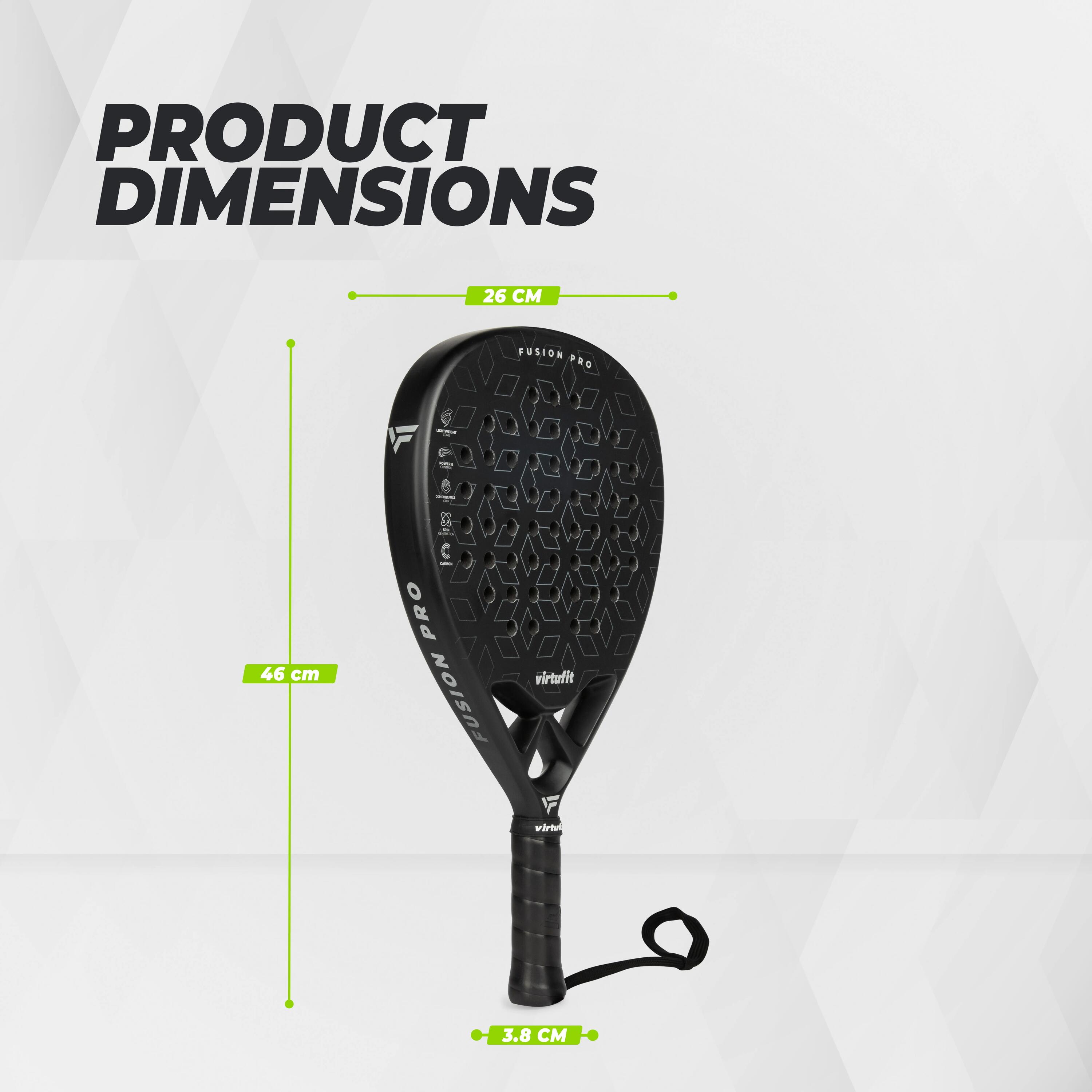 Fusion Pro Padel Racket - Zwart/Zilver 11/12