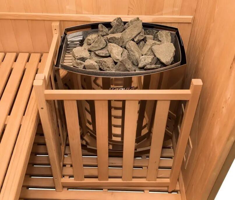 Sauna finlandesa interior Sense 4 plazas panorámica Harvia 4,5kW 8/9