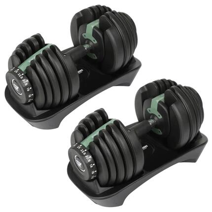 Rockerz Verstelbare Dumbbell 24 kg – 15 Gewichten – Met Houder