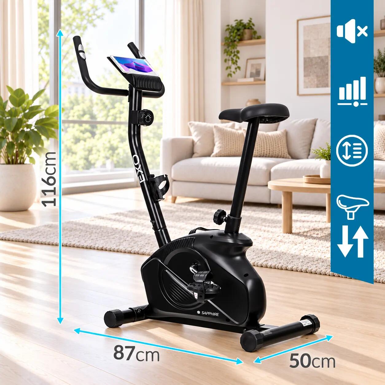 Rower stacjonarny magnetyczny Sapphire SG-260B EXO, udźwig do 120 kg, koło 6 kg 4/14