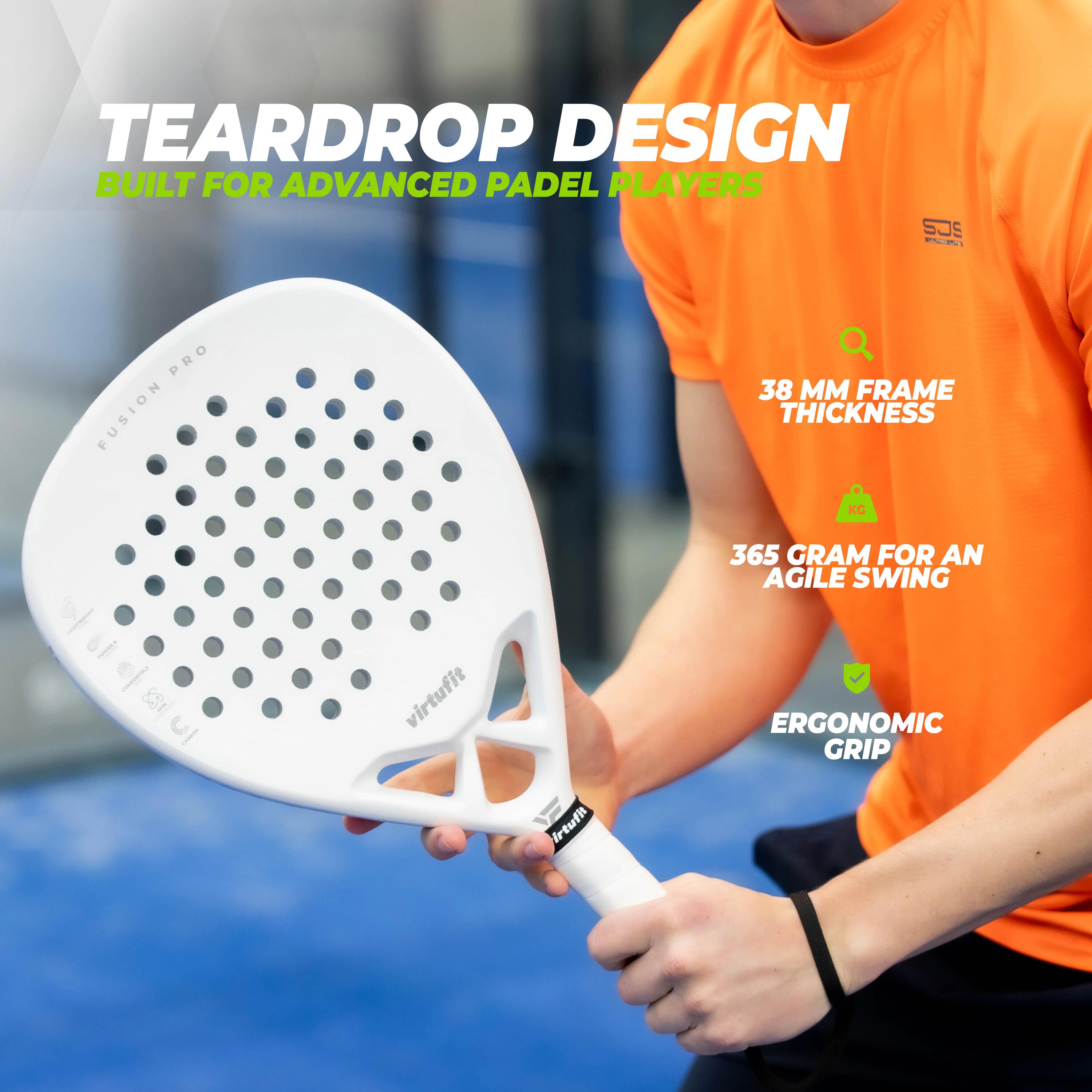 Raquette de padel - Fusion Pro - Blanc/Argent 8/12