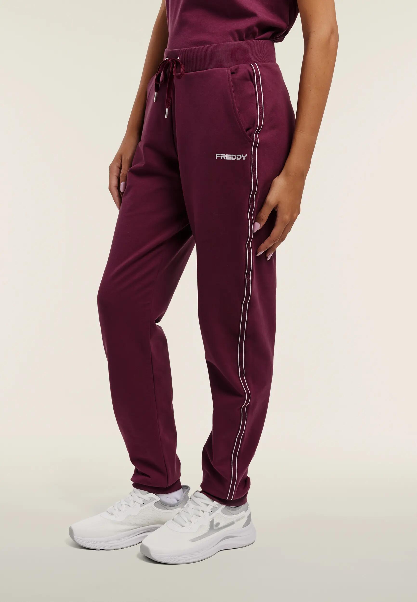 Pantalon de jogging pour femmes avec bandes nacrées et bas côtelé 2/6