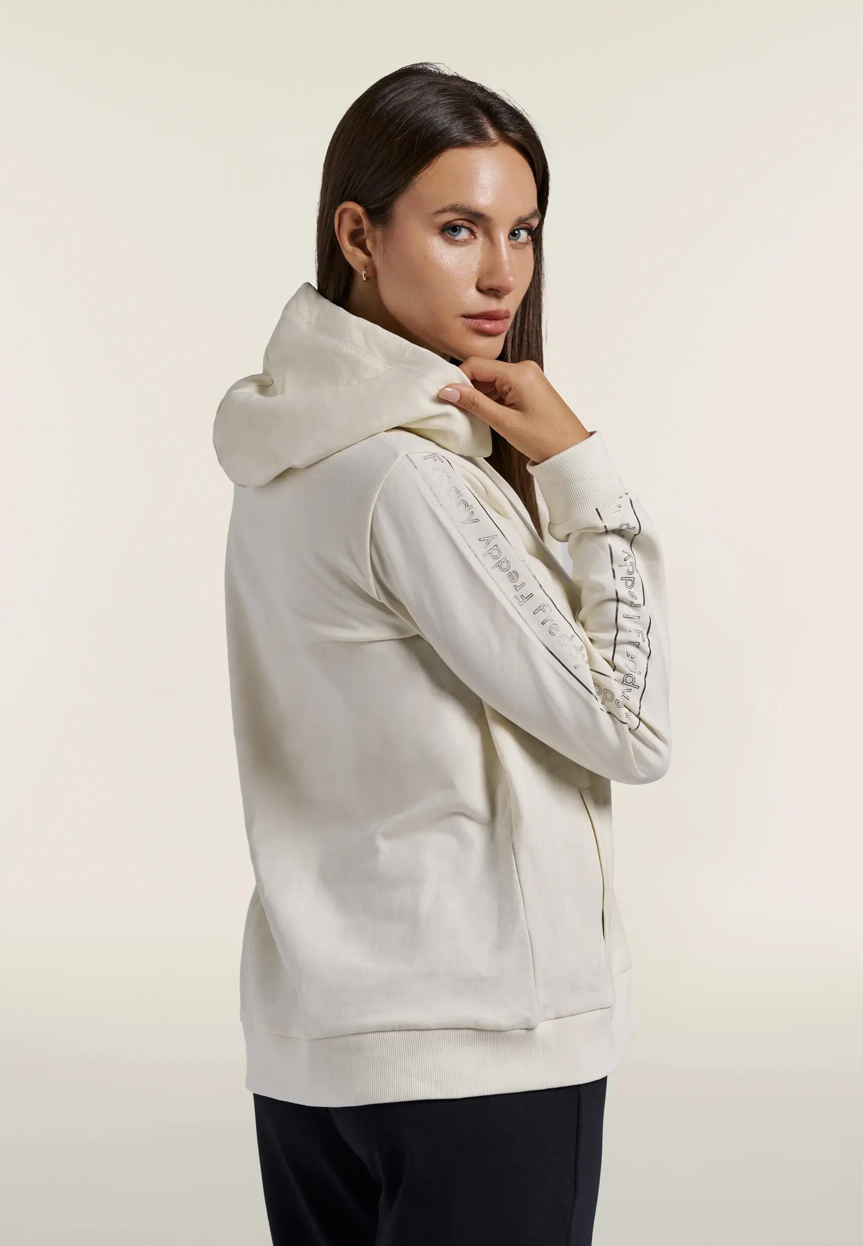 Tuta Sportiva Donna con Zip, Cappuccio e Bande Logo 3/6
