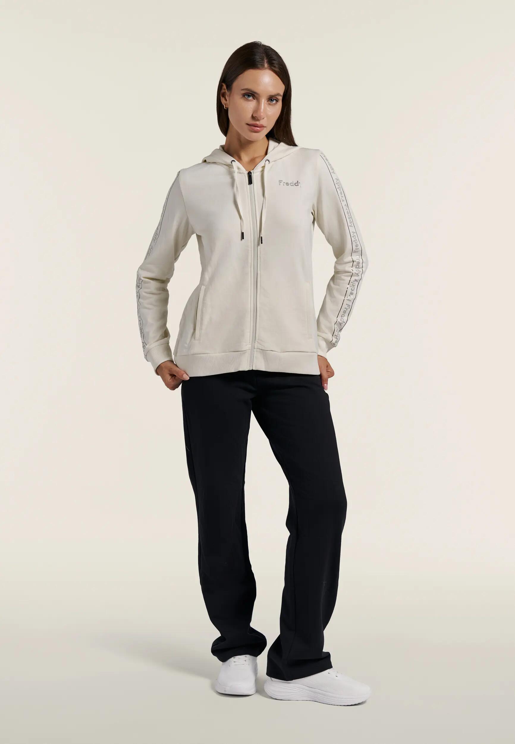 Tuta Sportiva Donna con Zip, Cappuccio e Bande Logo 2/6