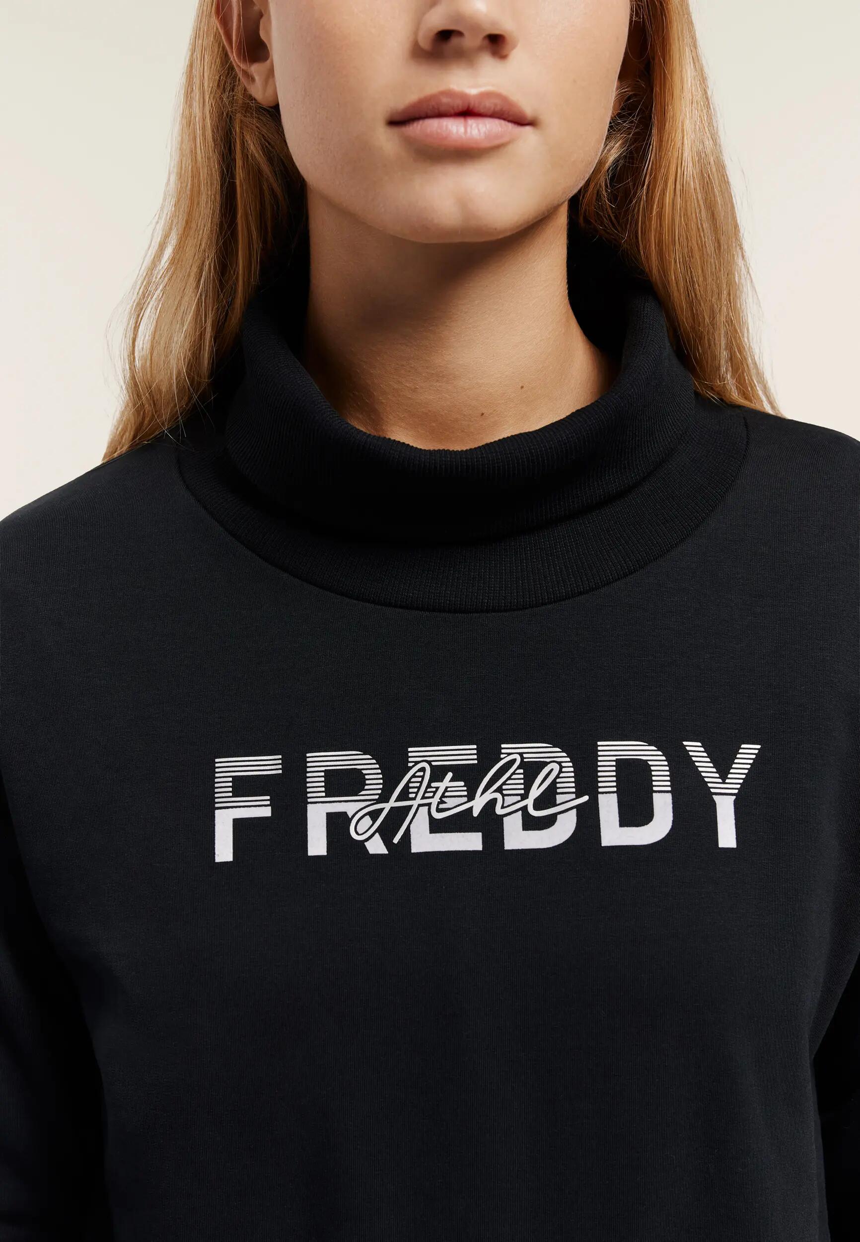 Sudadera de mujer de cuello alto con inserción en el bajo con efecto 2 en 1 4/6