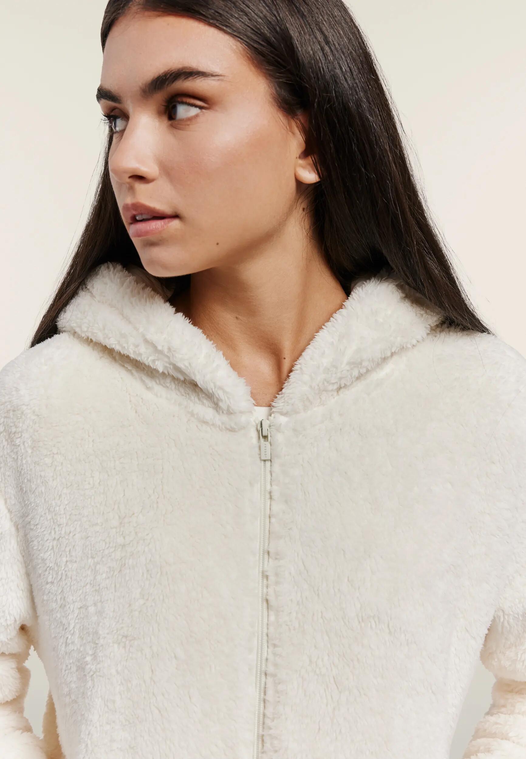 Felpa donna in pile teddy con zip e cappuccio 4/6