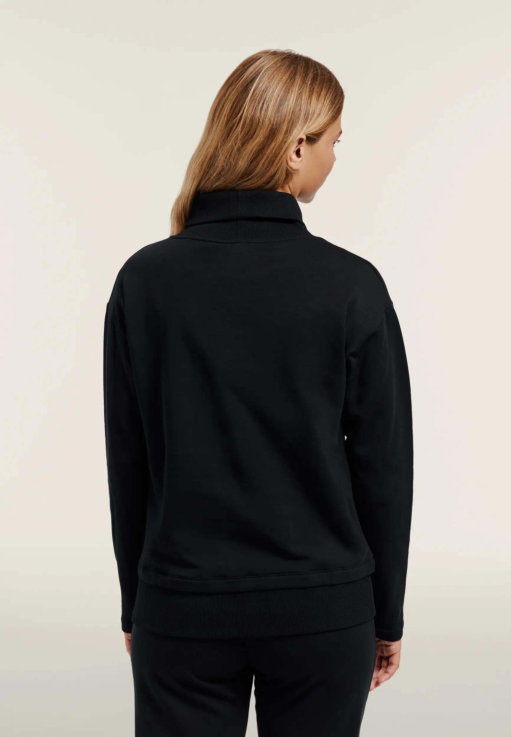 Sudadera de mujer de cuello alto con inserción en el bajo con efecto 2 en 1 3/6