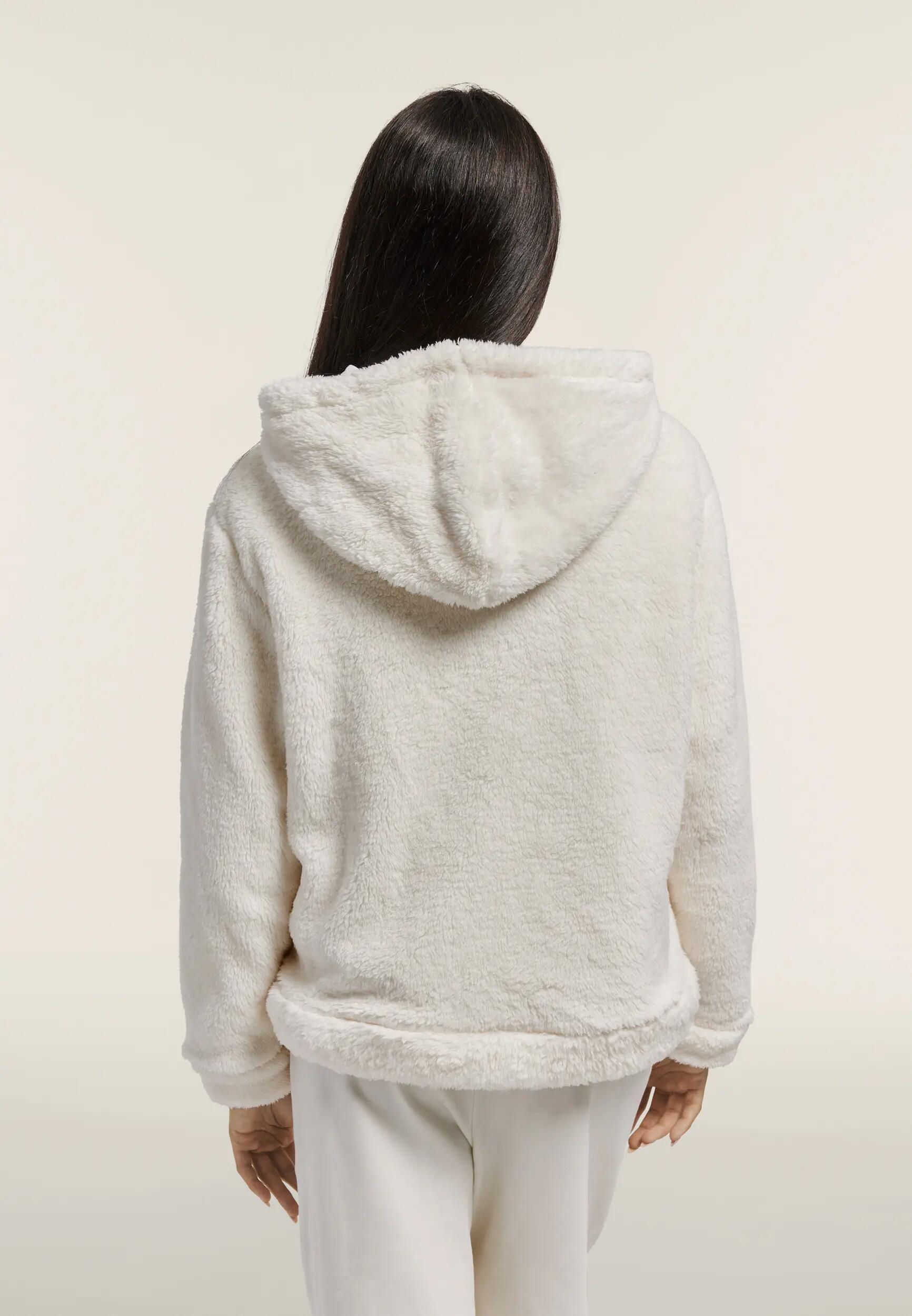 Felpa donna in pile teddy con zip e cappuccio 3/6