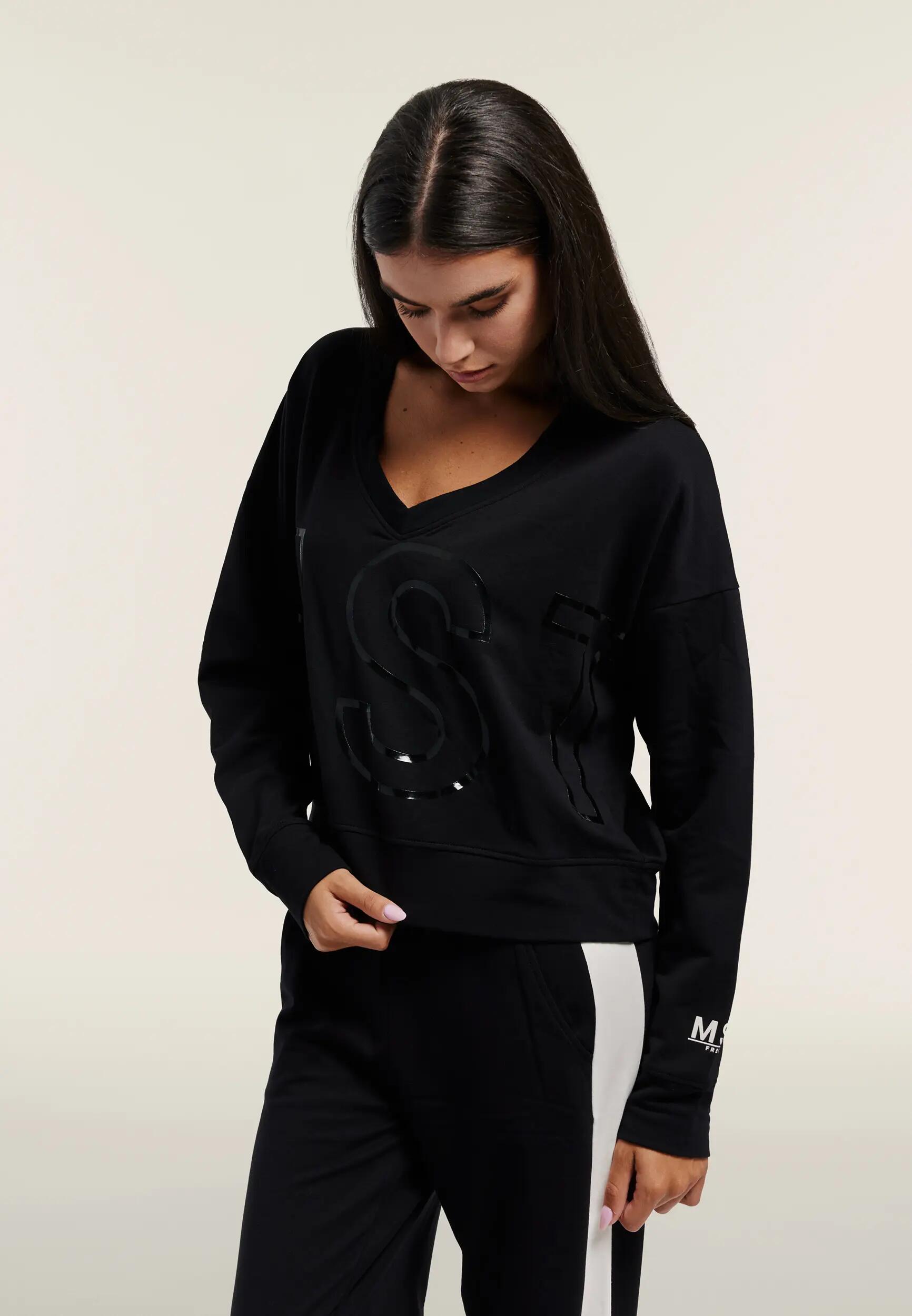 Felpa donna cropped scollo a V maxi stampa 2/6
