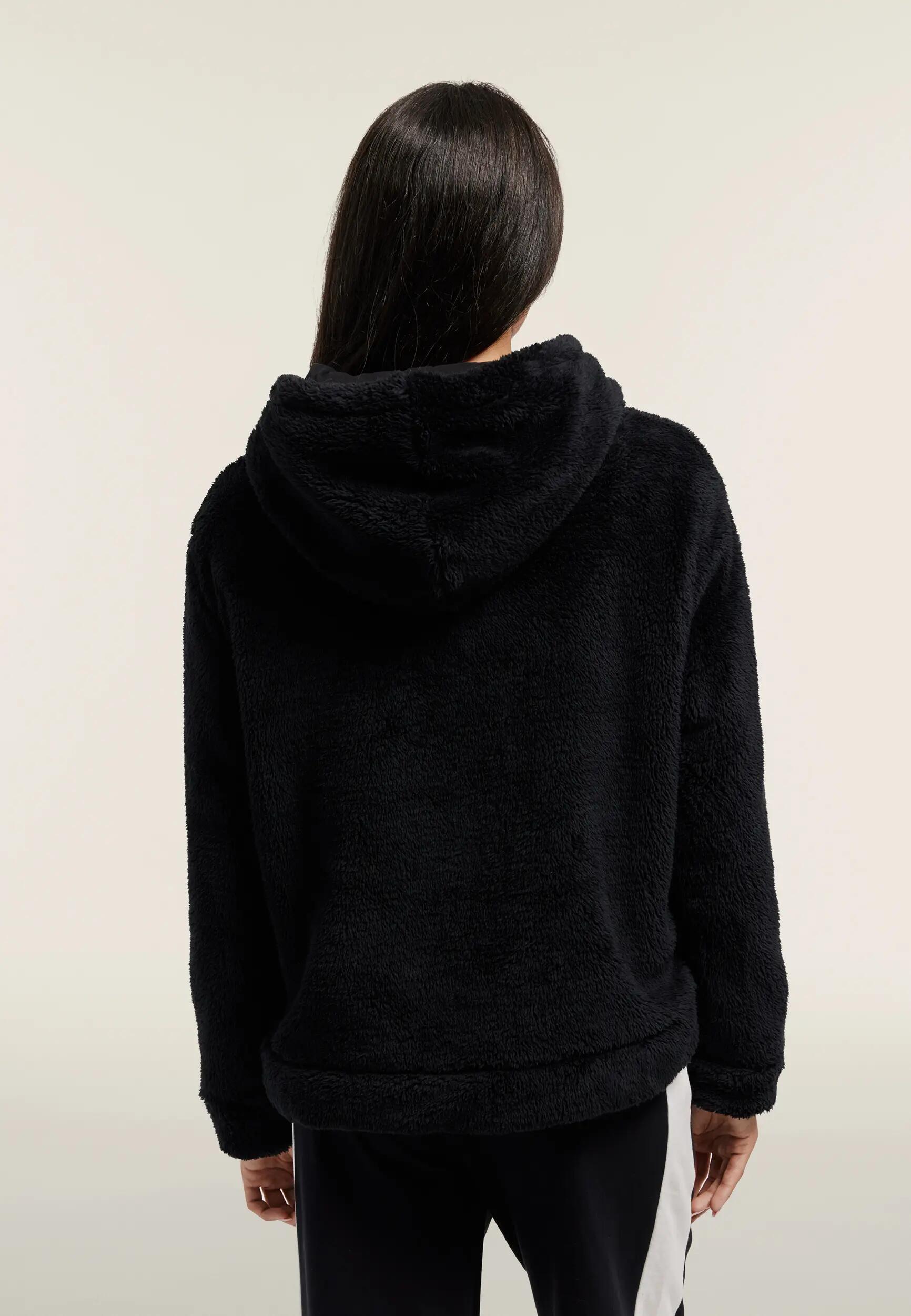 Felpa donna in pile teddy con zip e cappuccio 3/6