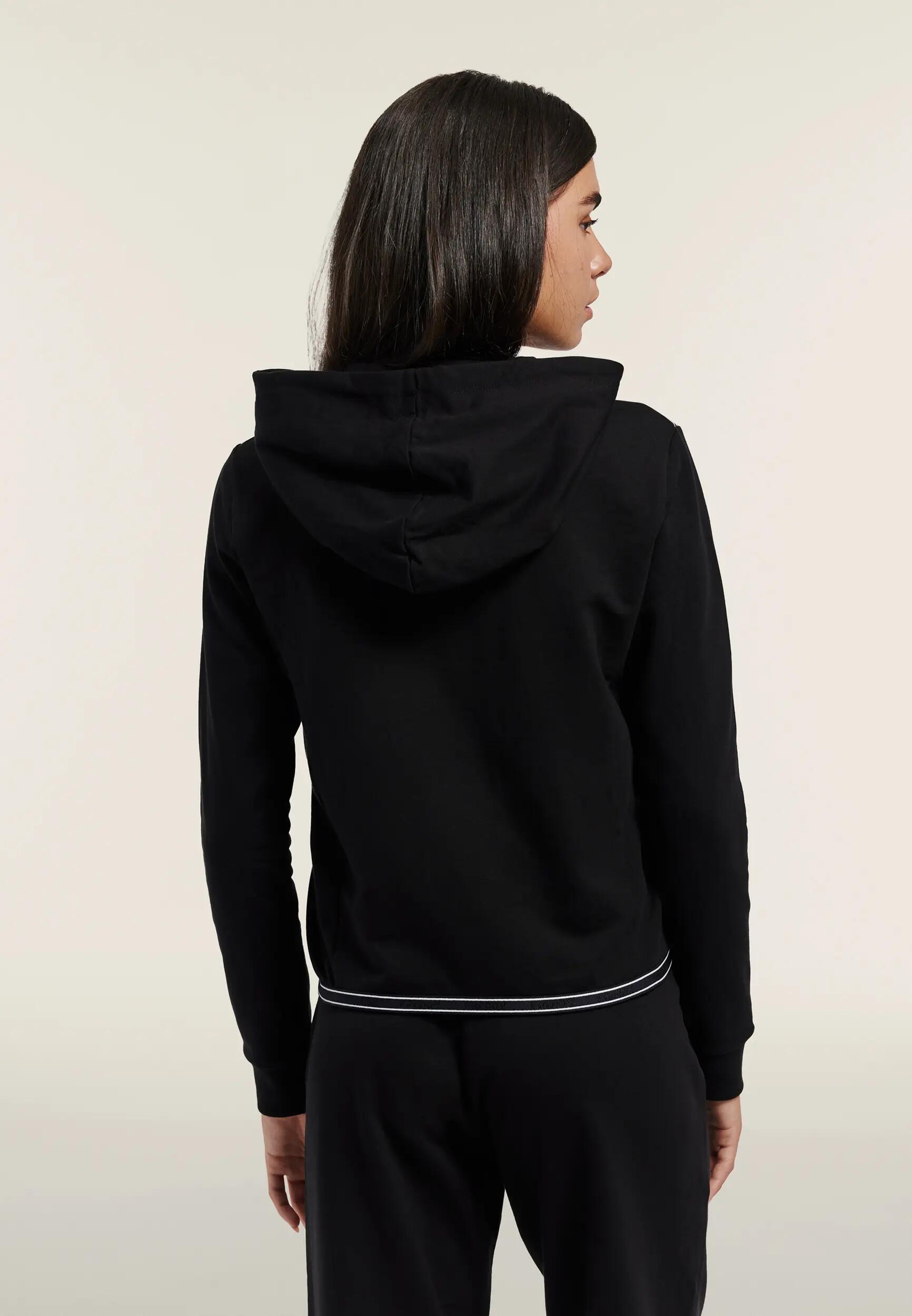 Sweat-shirt court à capuche avec fermeture zippée et inserts élastiques griffés 3/6