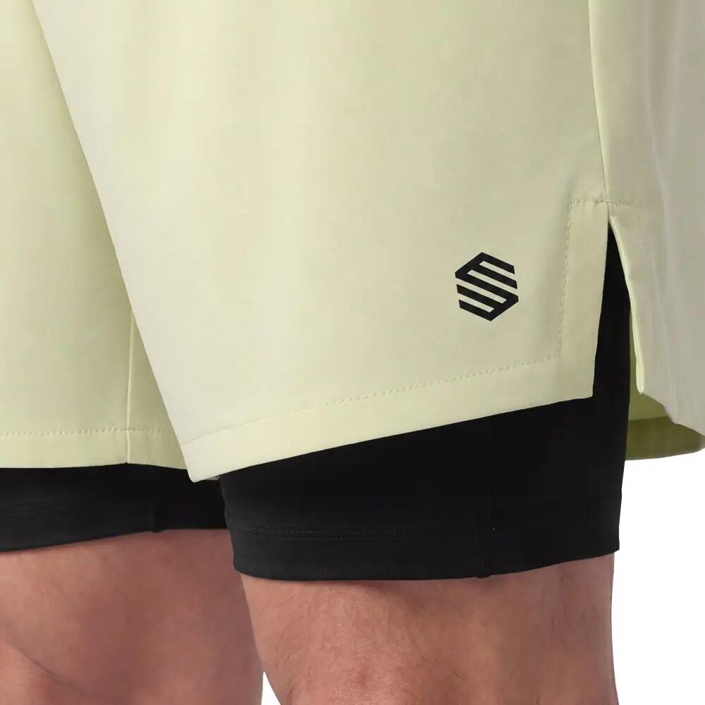 Pantalón corto doble capa pádel hombre Score Lime Lima 5/7