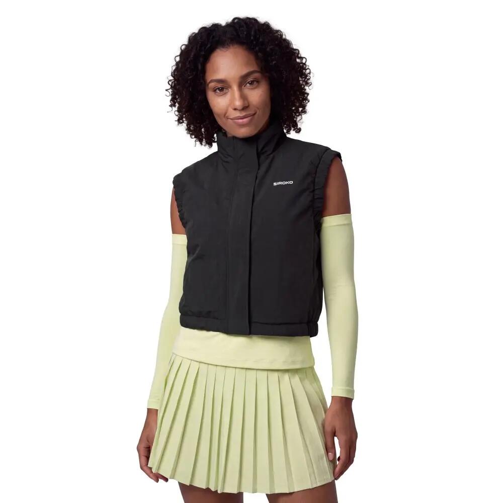 Women Padel ’s padded cropped vest Glass-W Black Black