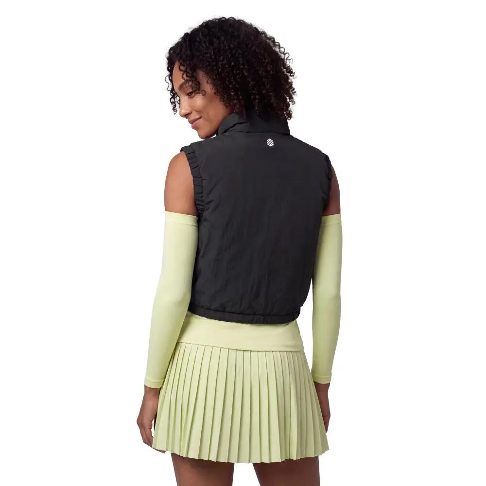 Women Padel ’s padded cropped vest Glass-W Black Black 2/8