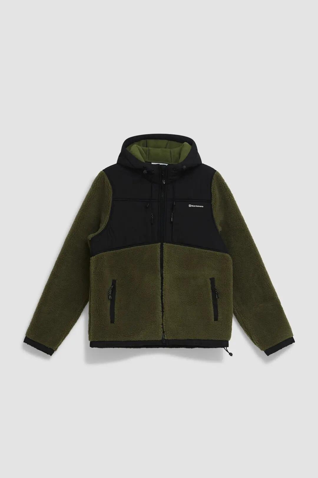 Sudadera con Capucha Polar Blue Banana Sherpa Olive Green 4/4