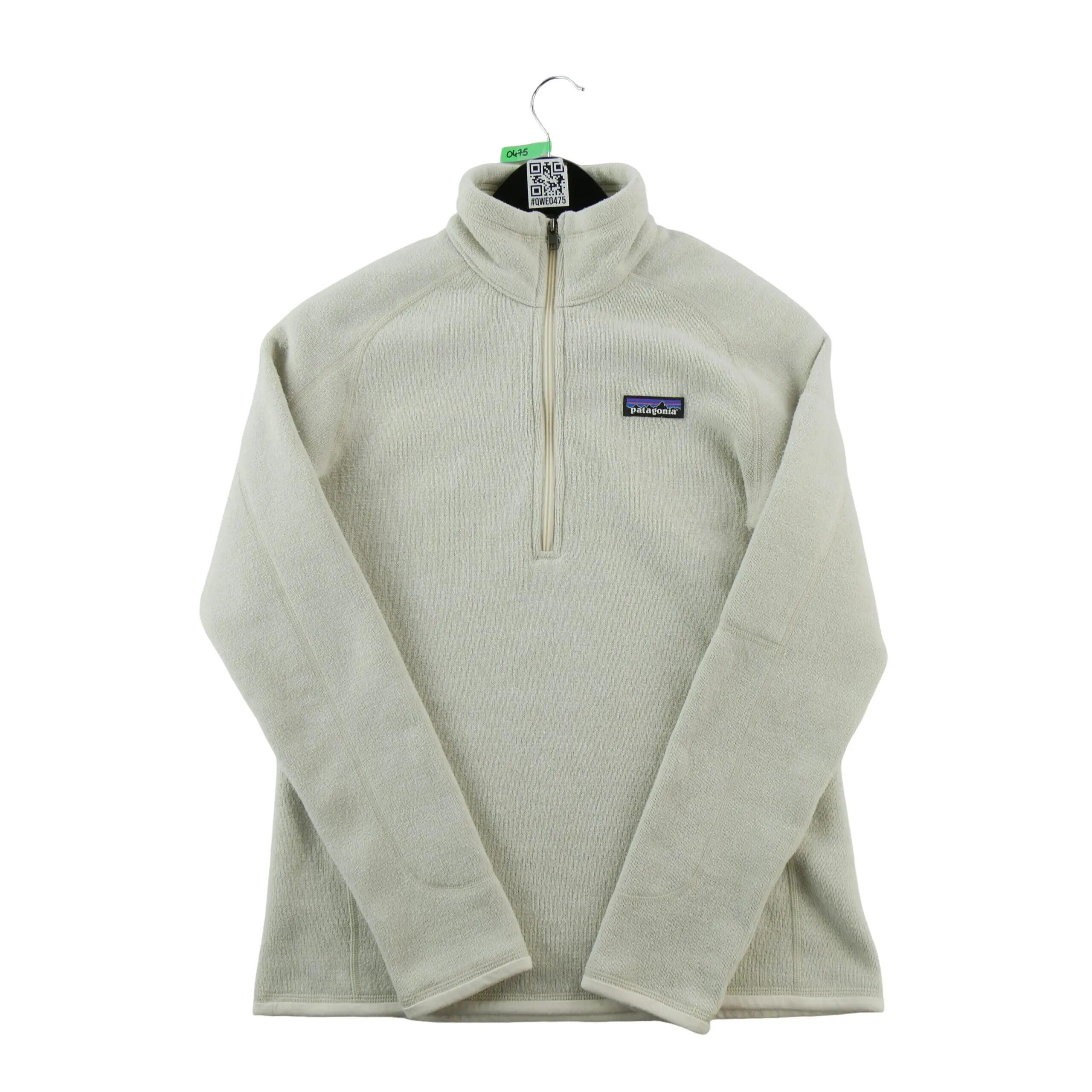 Pile donna beige 1/4 zip con tasca sulla manica 1/9