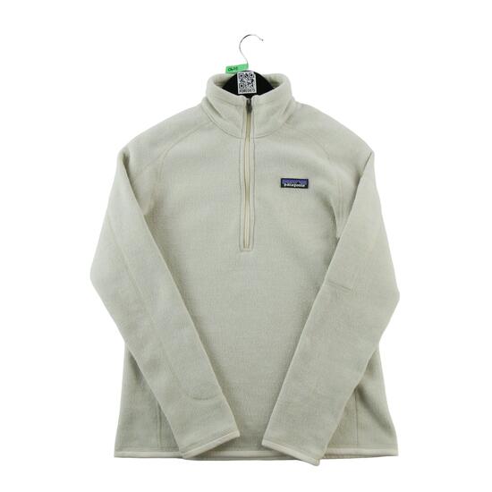 Pile donna beige 1/4 zip con tasca sulla manica
