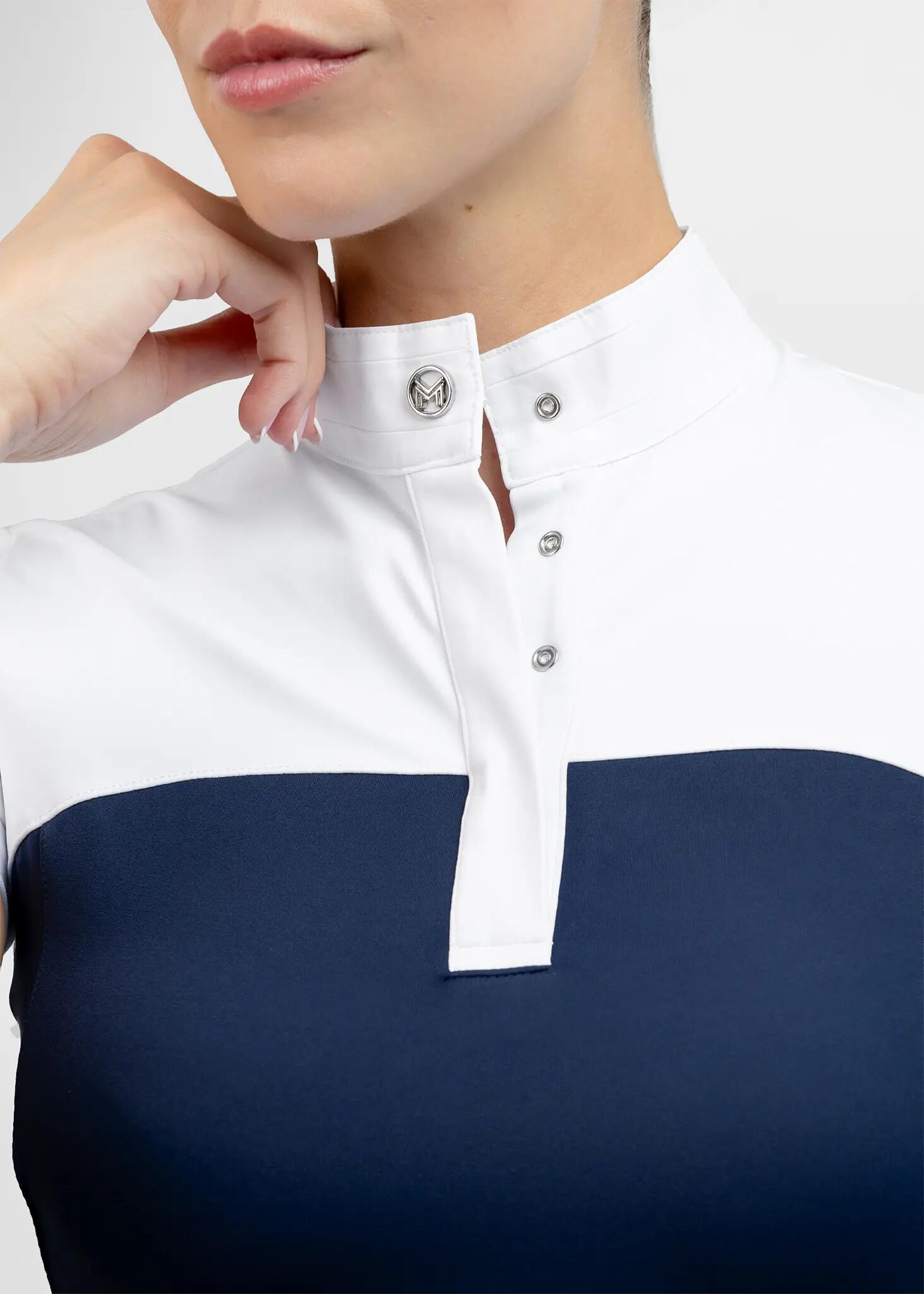 Camisa de Concurso Manga Corta Mujer Equitación Maximilian Era Marino 5/8