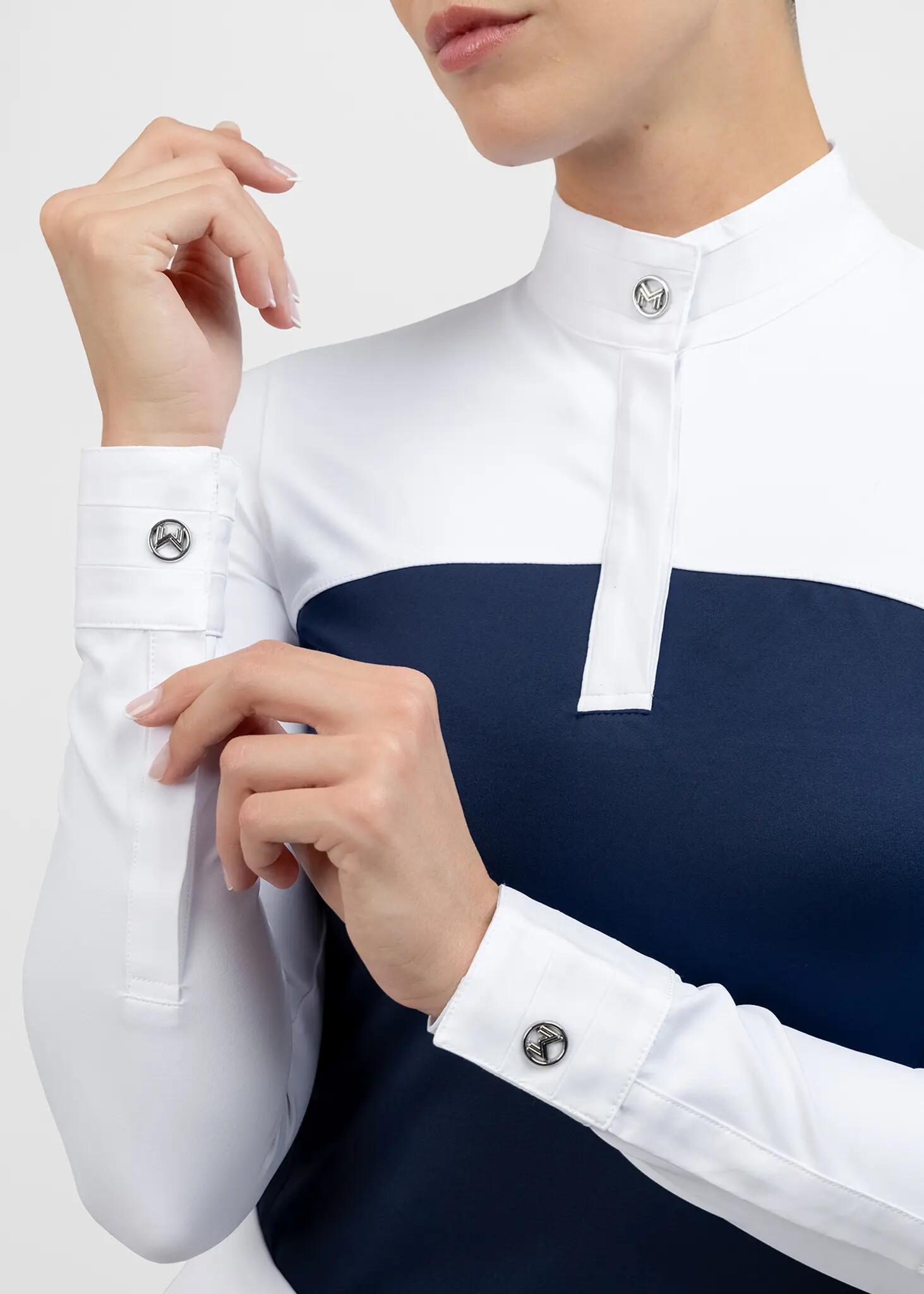Camisa de Concurso Manga Larga Mujer Equitación Maximilian Era Marino 6/8