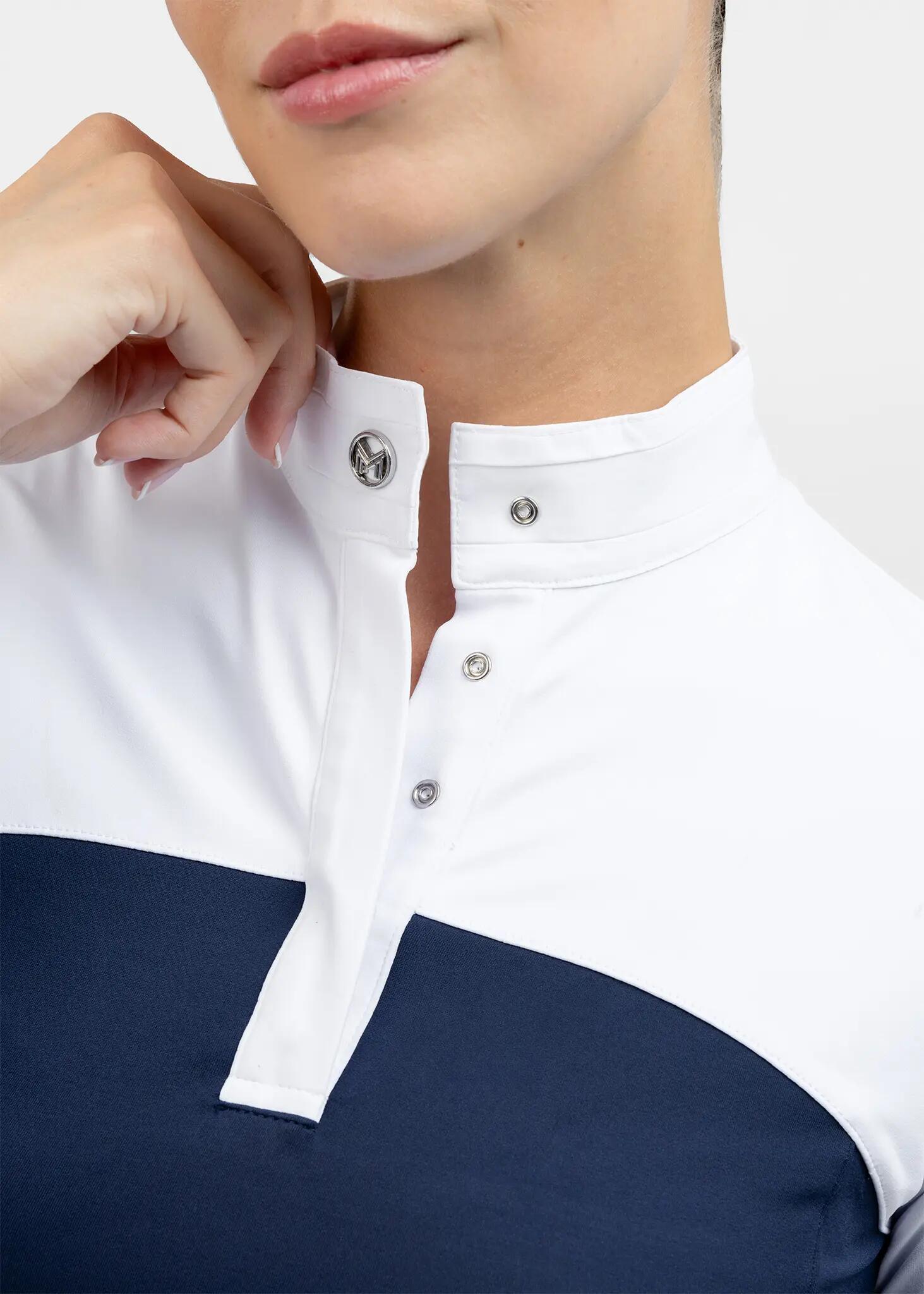 Camisa de Concurso Manga Larga Mujer Equitación Maximilian Era Marino 5/8