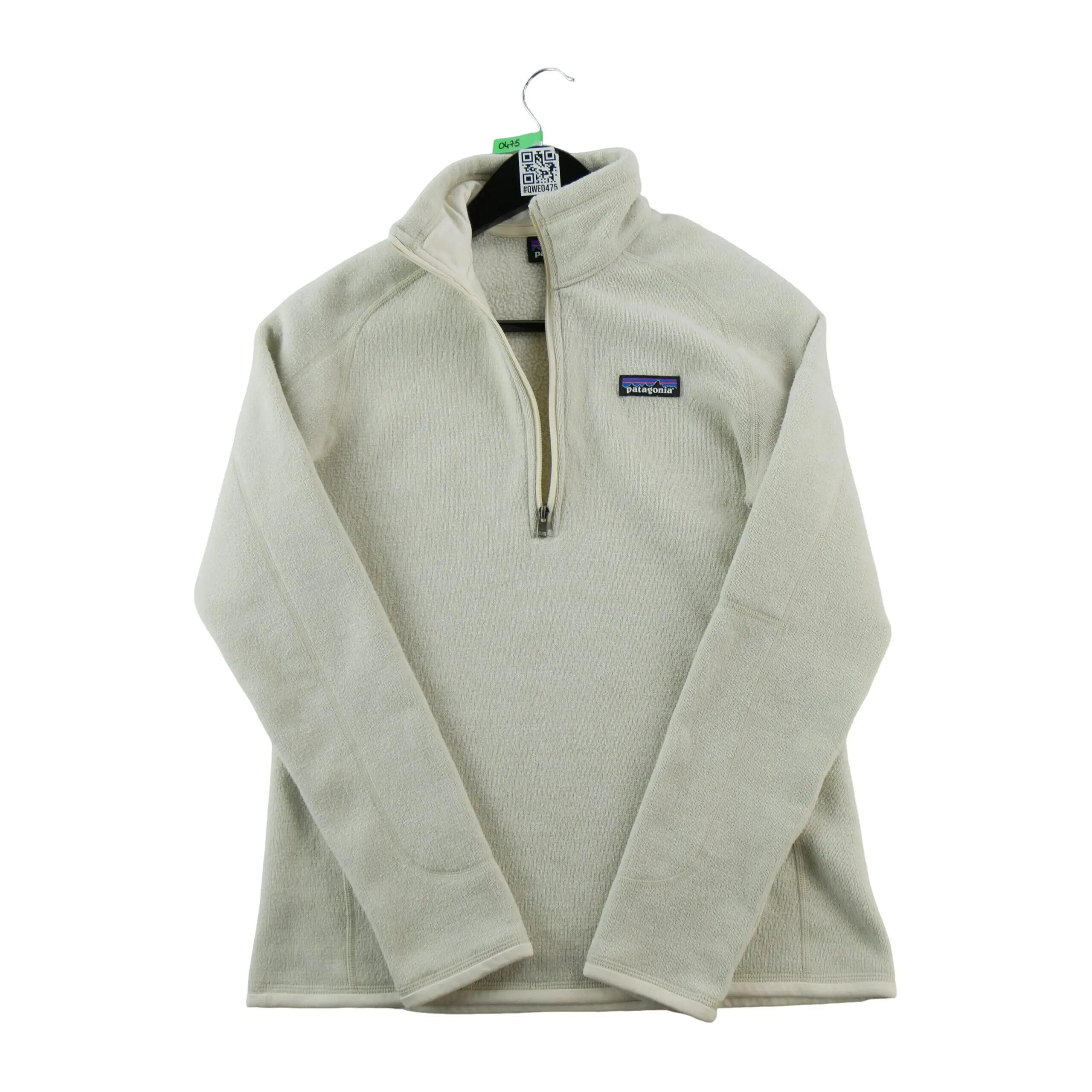 Pile donna beige 1/4 zip con tasca sulla manica 3/9