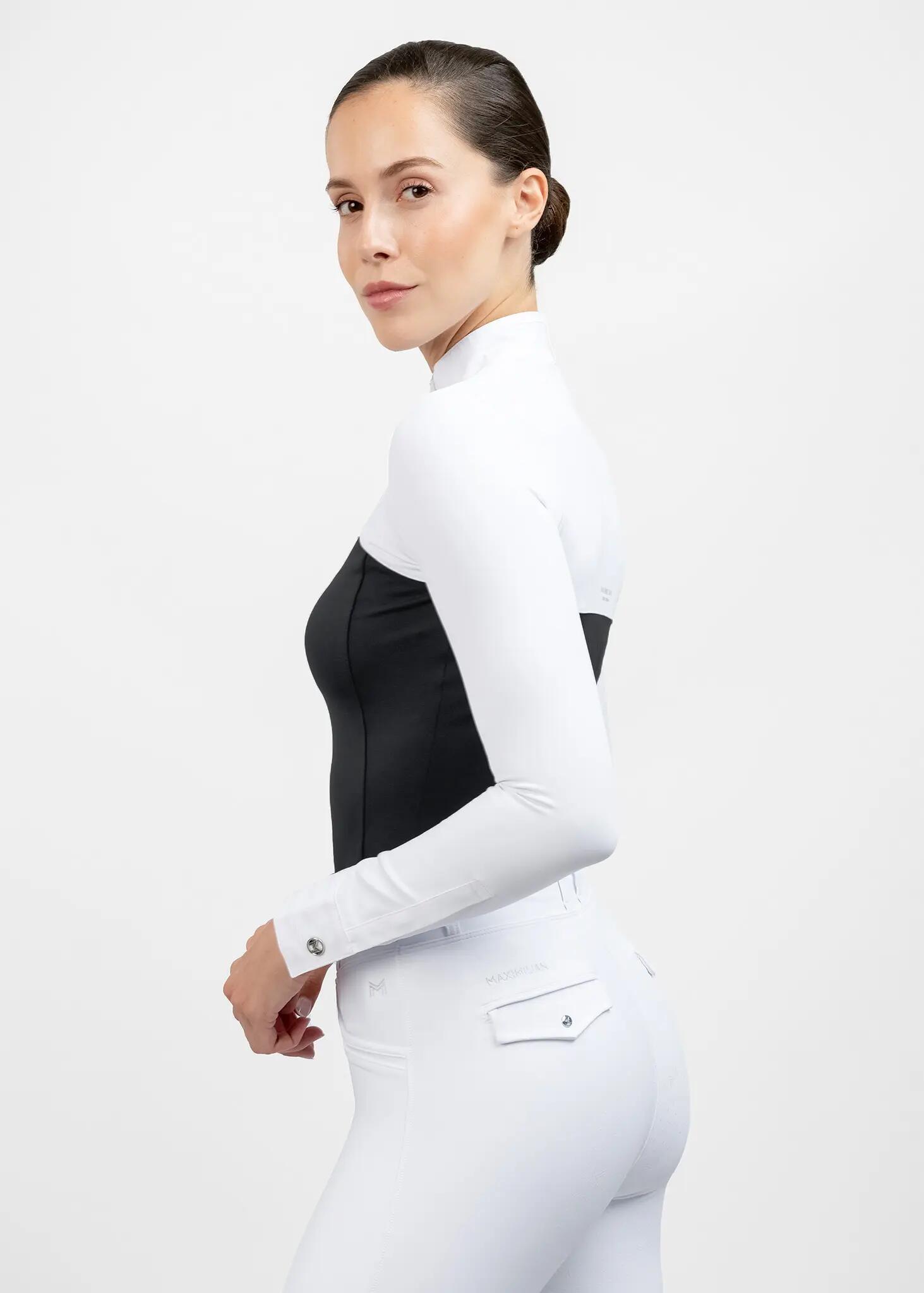 Camisa de Concurso Manga Larga Mujer Equitación Maximilian Era Negro 3/8