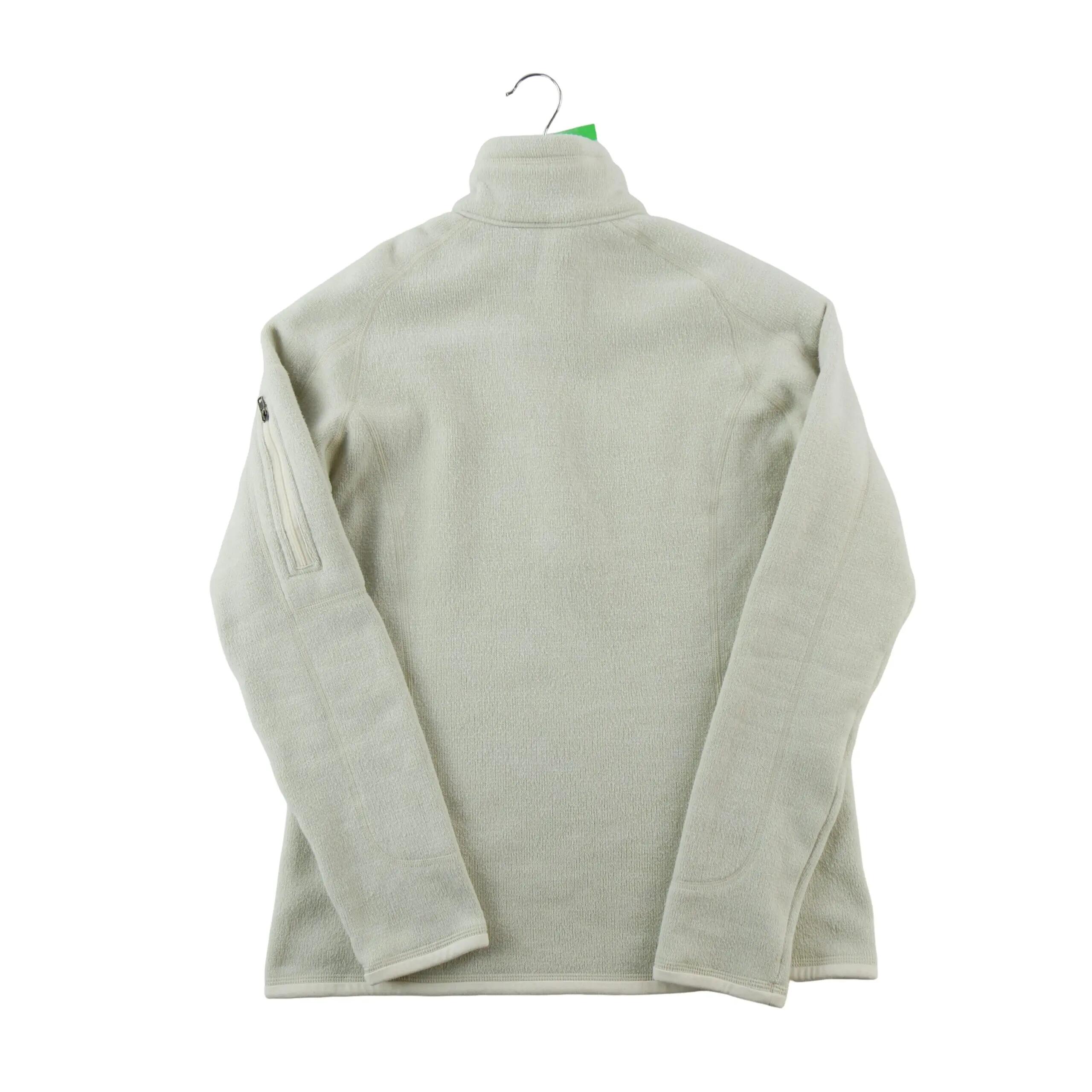 Pile donna beige 1/4 zip con tasca sulla manica 2/9