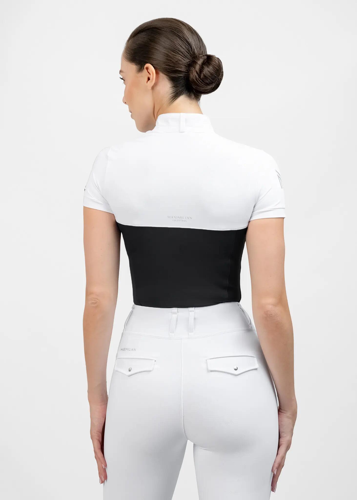 Camisa de Concurso Manga Corta Mujer Equitación Maximilian Era Negro 4/8