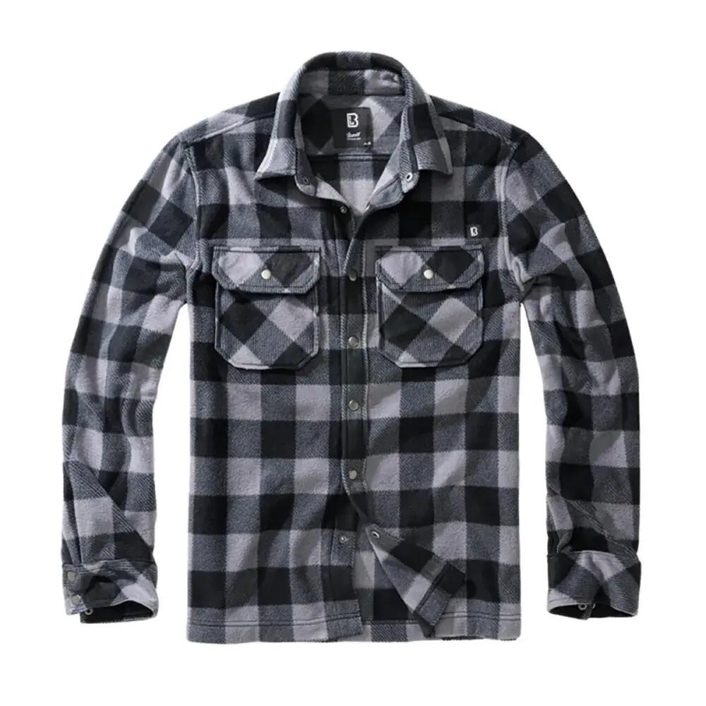Chemise polaire homme manches longues Jeff Brandit® - Gris et noir 2/5