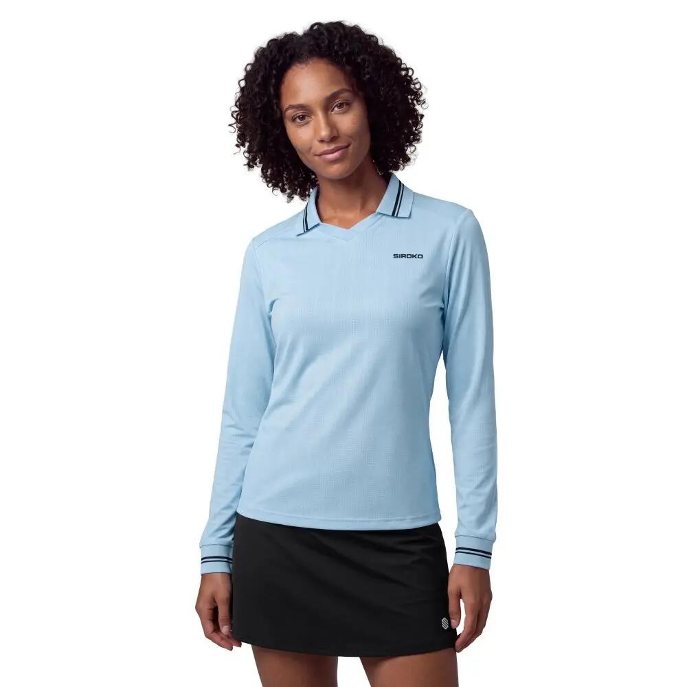 Women Padel ’s long-sleeve polo shirt Hawk-W Light Blue Light Blue