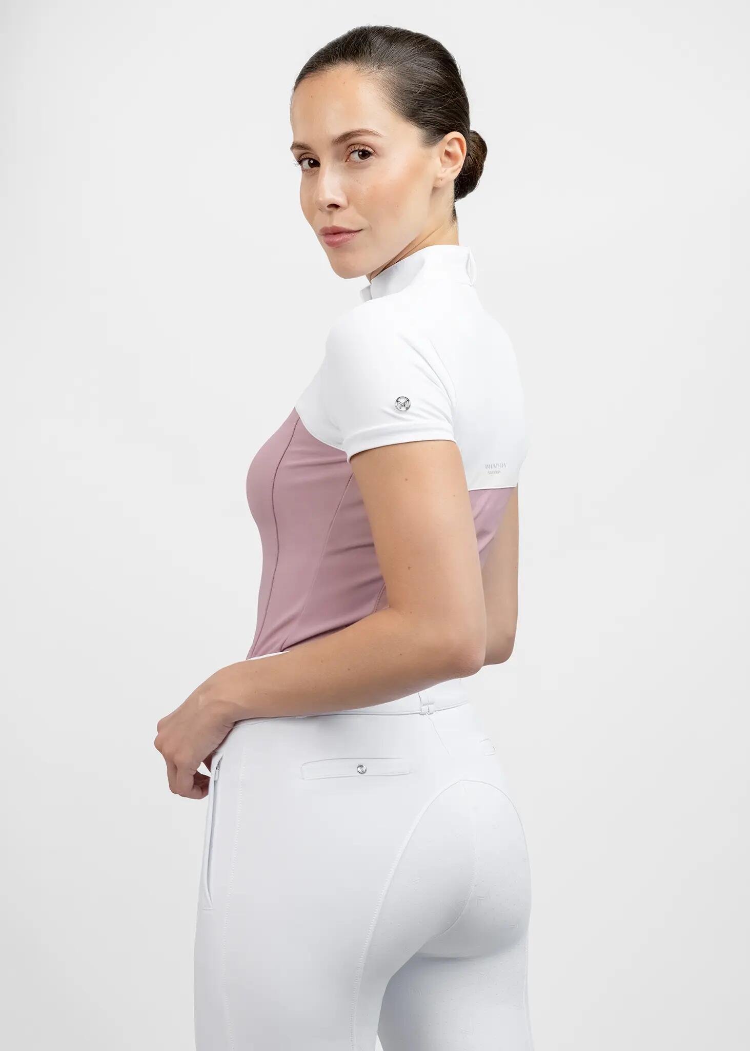 Camisa de Concurso Manga Corta Mujer Equitación Maximilian Era Malva 3/8