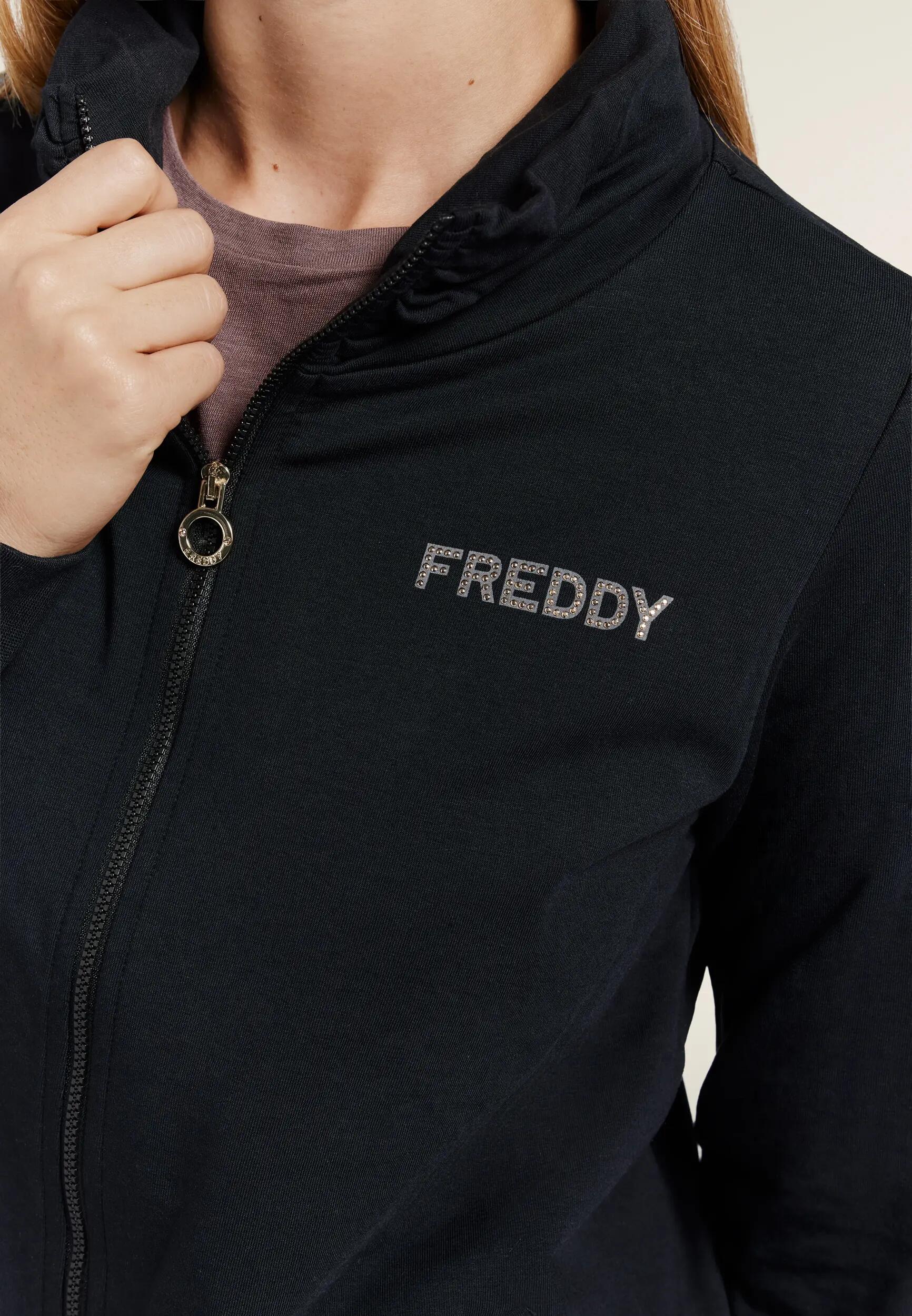 Sudadera regular de mujer con cremallera y cuello alto fruncido 4/6