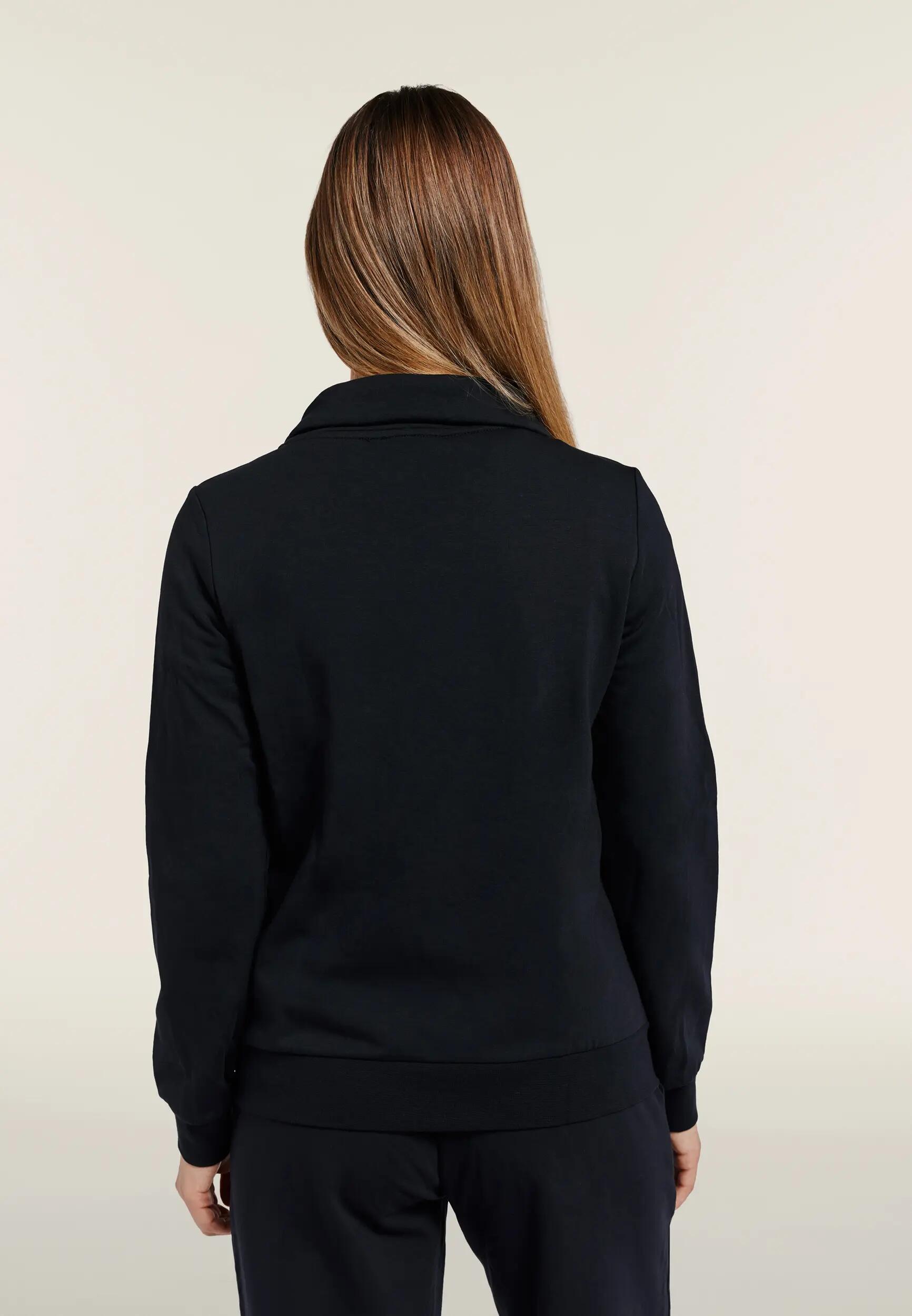 Sudadera regular de mujer con cremallera y cuello alto fruncido 3/6