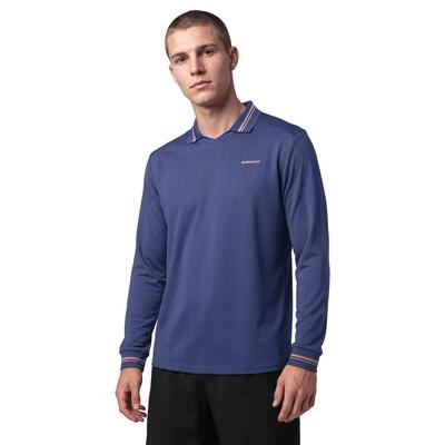 Heren padel polo met lange mouwen hawk blue blauw