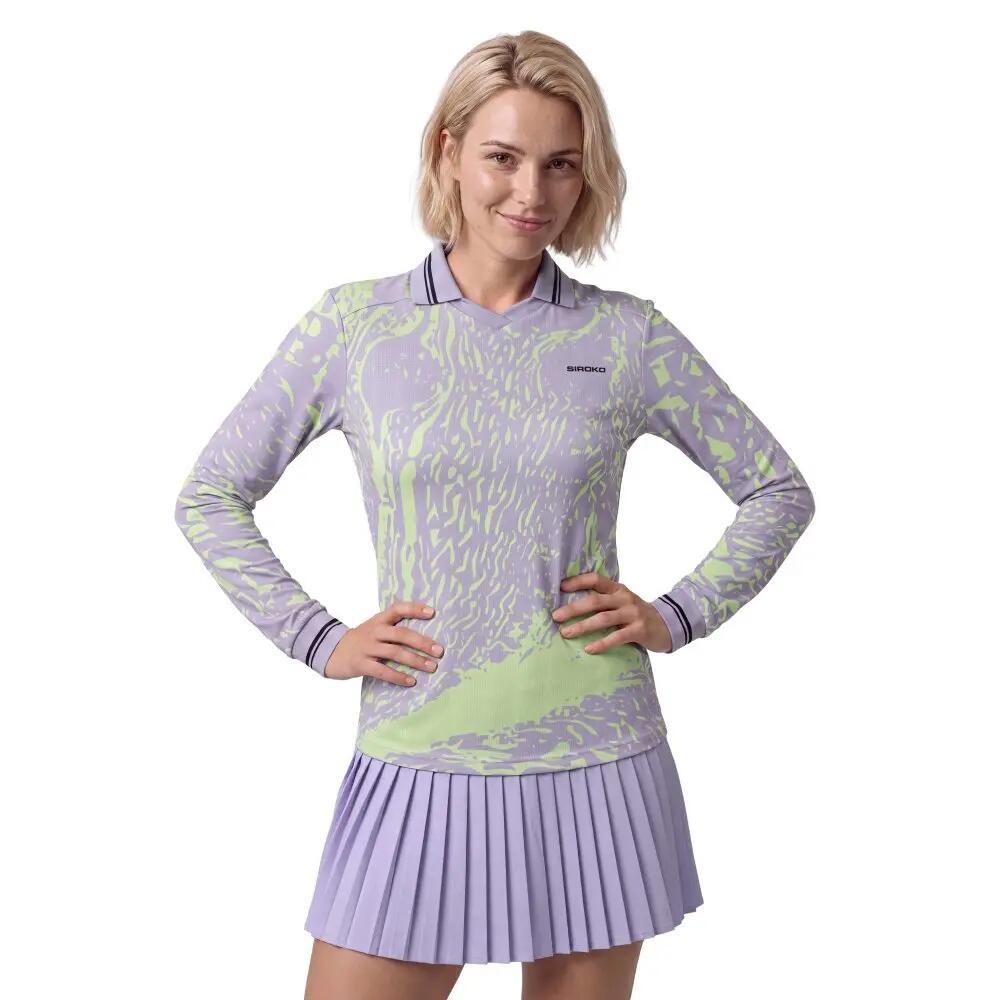 Women Padel ’s long-sleeve polo shirt Hawk-W Earthline Lavender