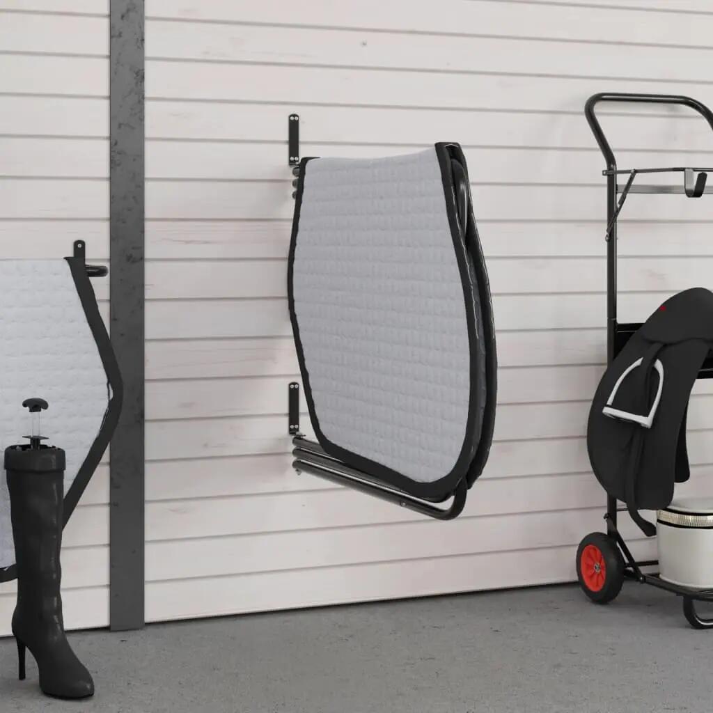 Support de séchage cheval vidaXL 3 bras pivotants en fer noir 3/3